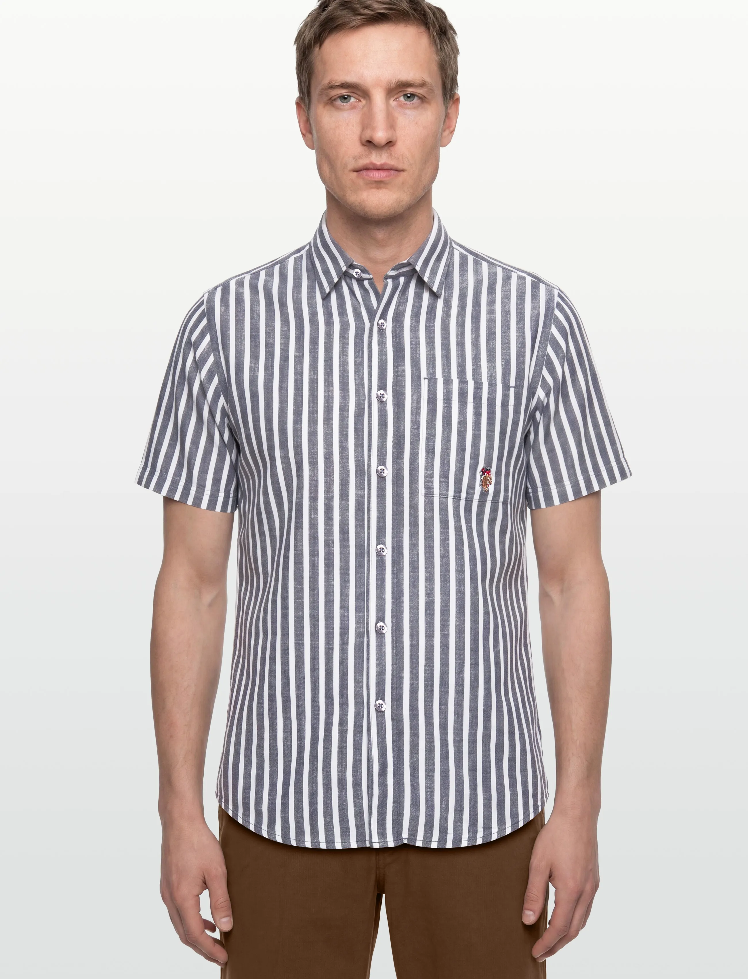 U.S. Polo Assn. - MARLI REG COT LI USPA M SHIRT - linen shirts - 19-4020tcx dark sapphire - 3