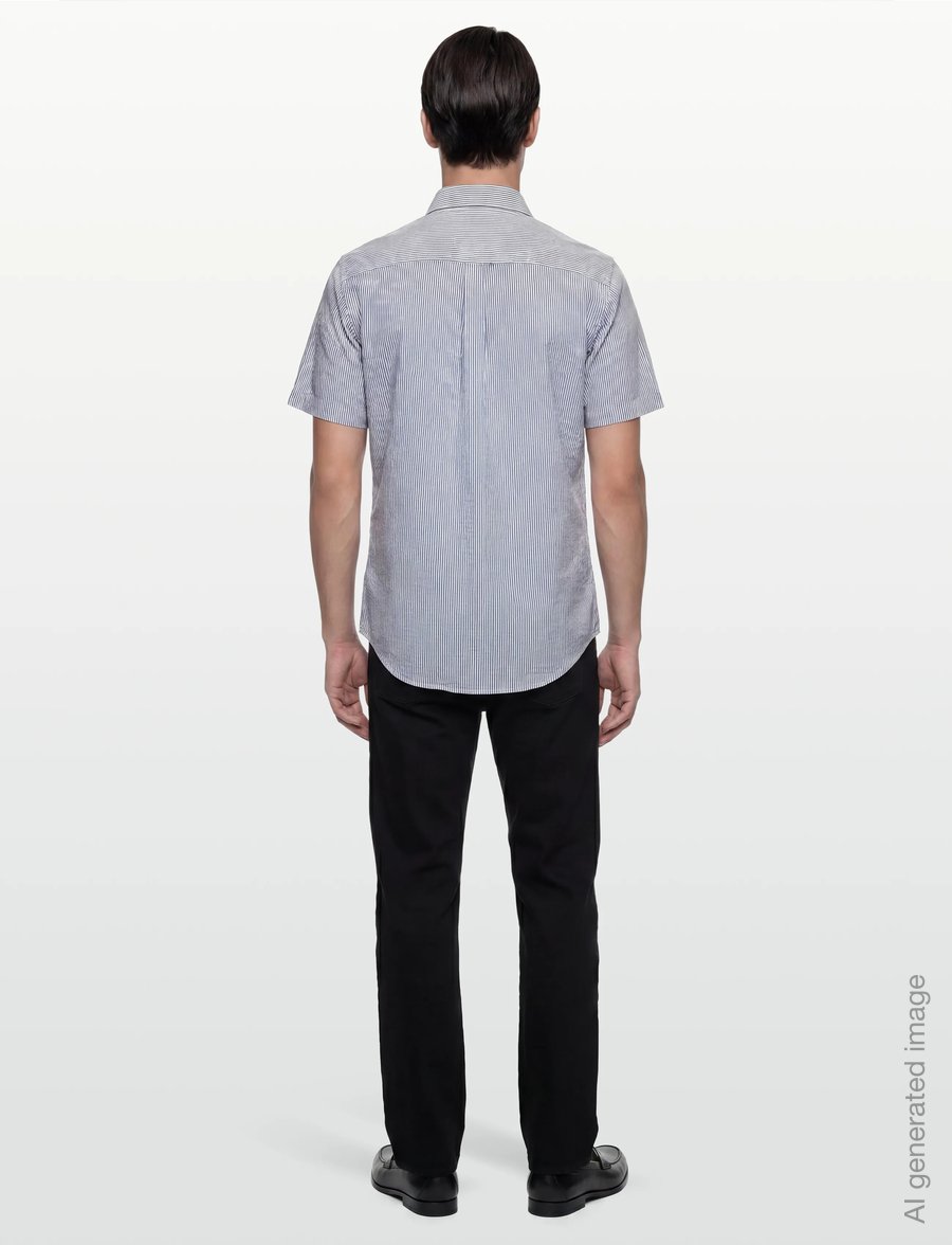 U.S. Polo Assn. - CHARLI REG SS USPA M SHIRT - randiga skjortor - 19-4020 dark sapphire striped - 4