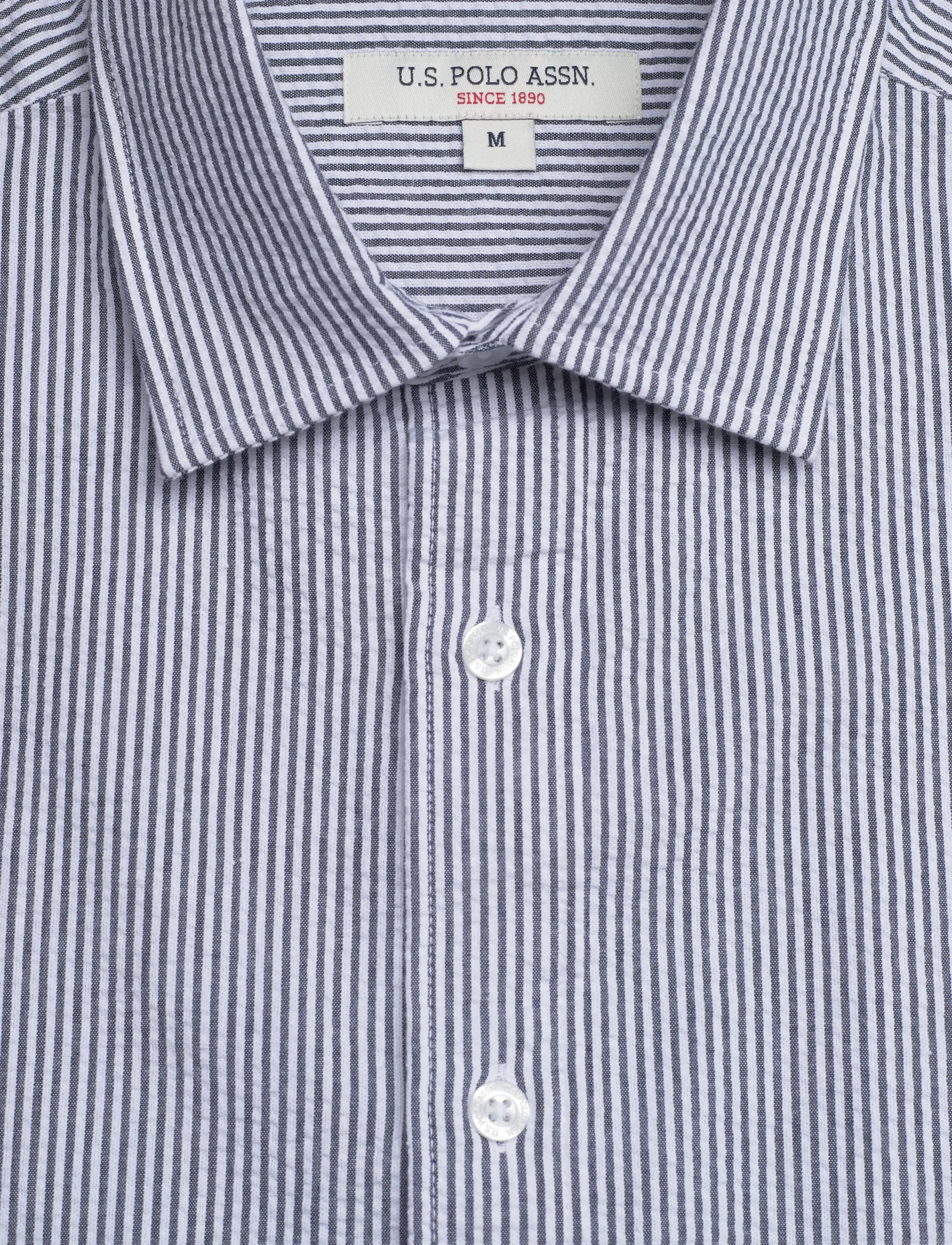 U.S. Polo Assn. - CHARLI  REG SS USPA M SHIRT - triibulised särgid - 19-4020 dark sapphire striped - 5