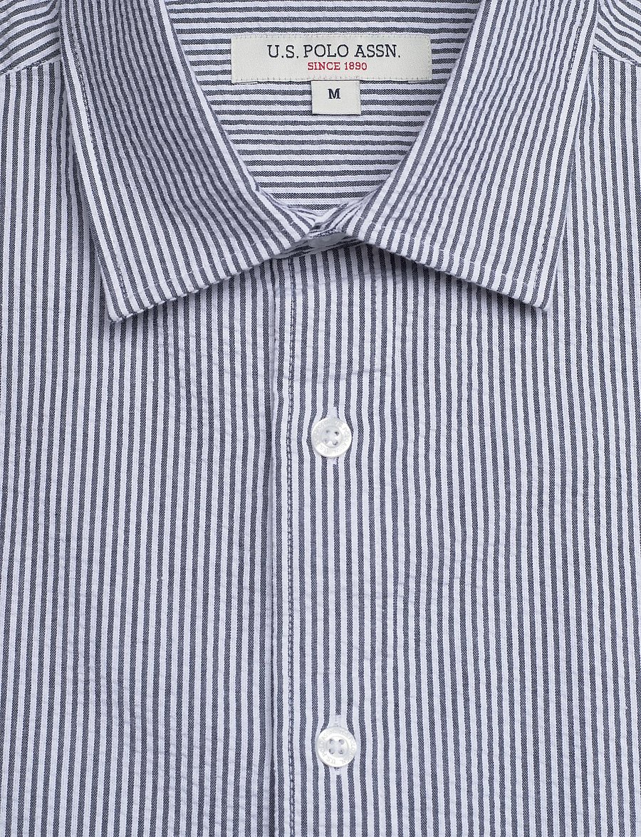 U.S. Polo Assn. - CHARLI REG SS USPA M SHIRT - randiga skjortor - 19-4020 dark sapphire striped - 5