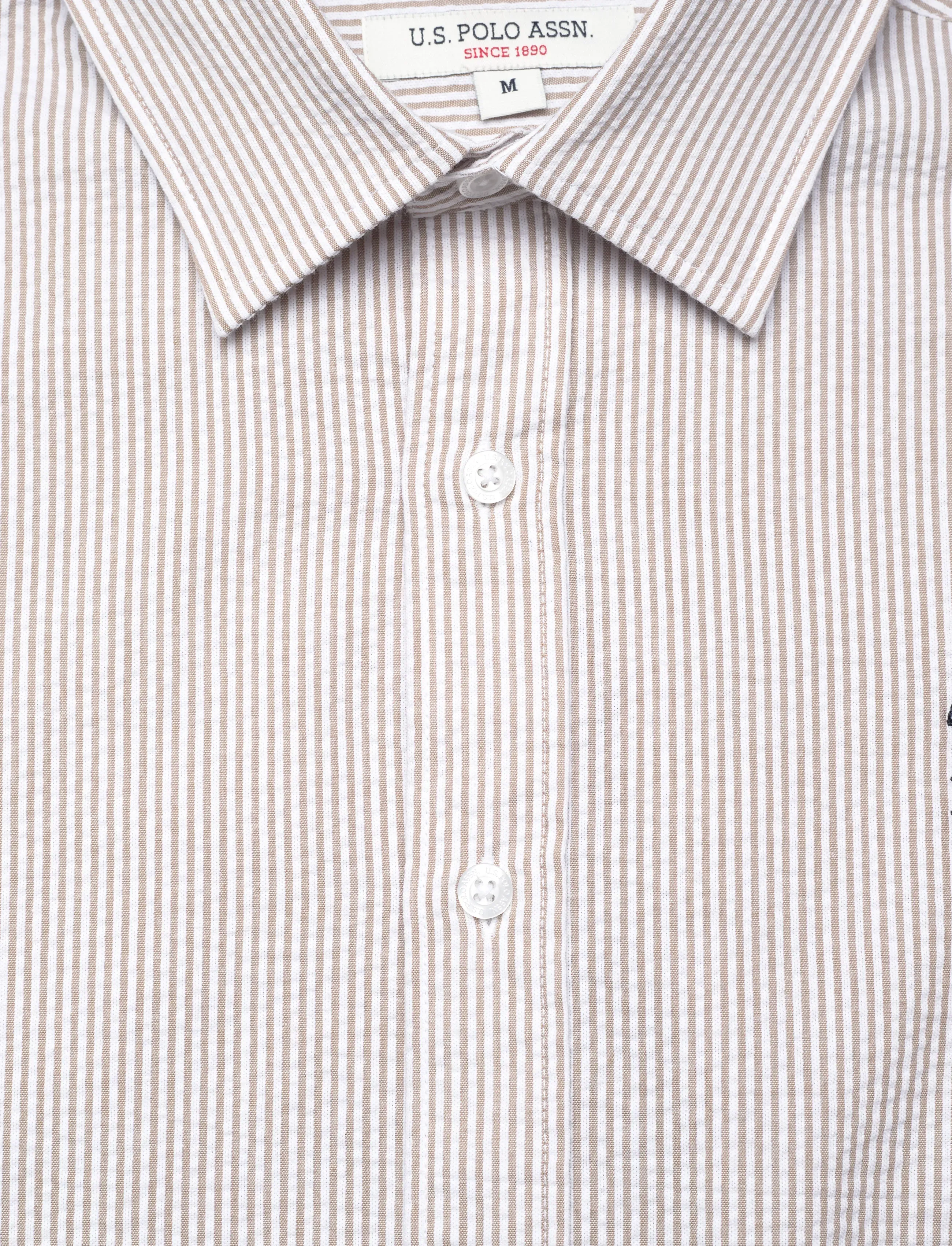 U.S. Polo Assn. - CHARLI  REG SS USPA M SHIRT - stribede skjorter - 16-1104tcx crockery striped - 5