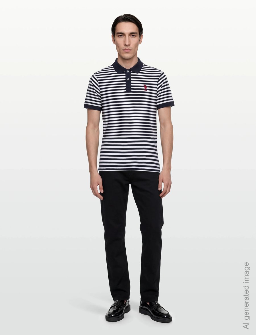 U.S. Polo Assn. - CLAUS REG PI USPA M POLO - short-sleeved polos - 11-0601 bright white striped - 0