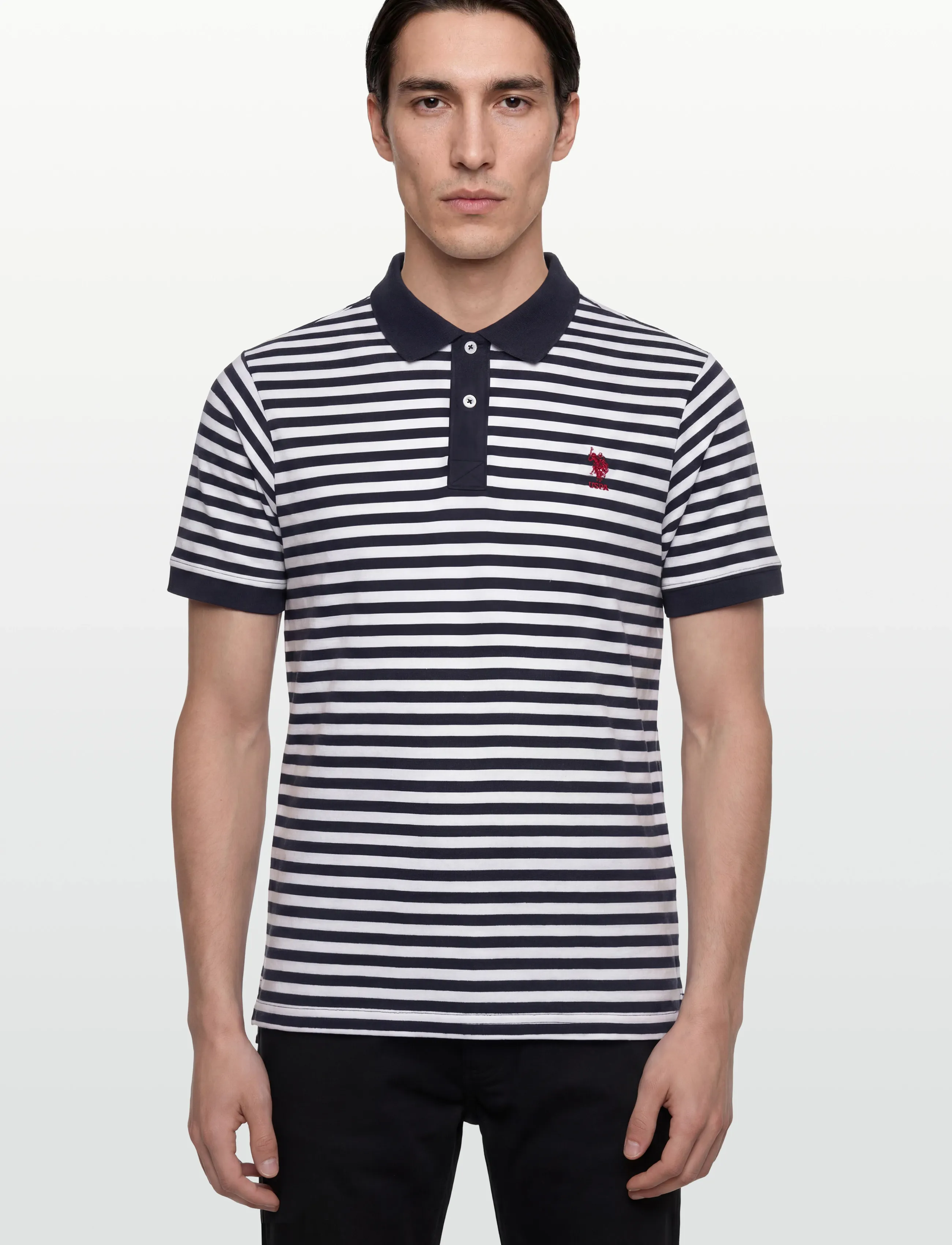 U.S. Polo Assn. - CLAUS REG PI USPA M POLO - kortærmede poloer - 11-0601 bright white striped - 3