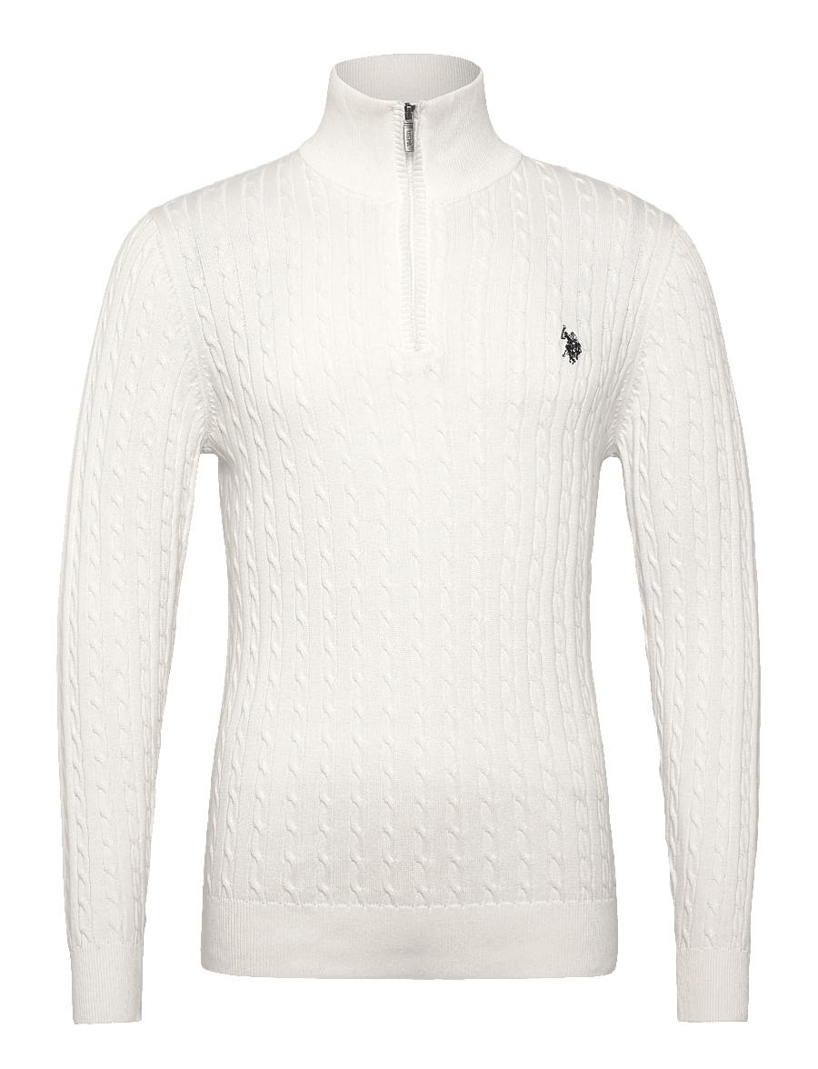U.S. Polo Assn. - ROMEO REG CAB HZ USPA M KNIT - pullover mit halbem reißverschluss - cloud dancer - 0