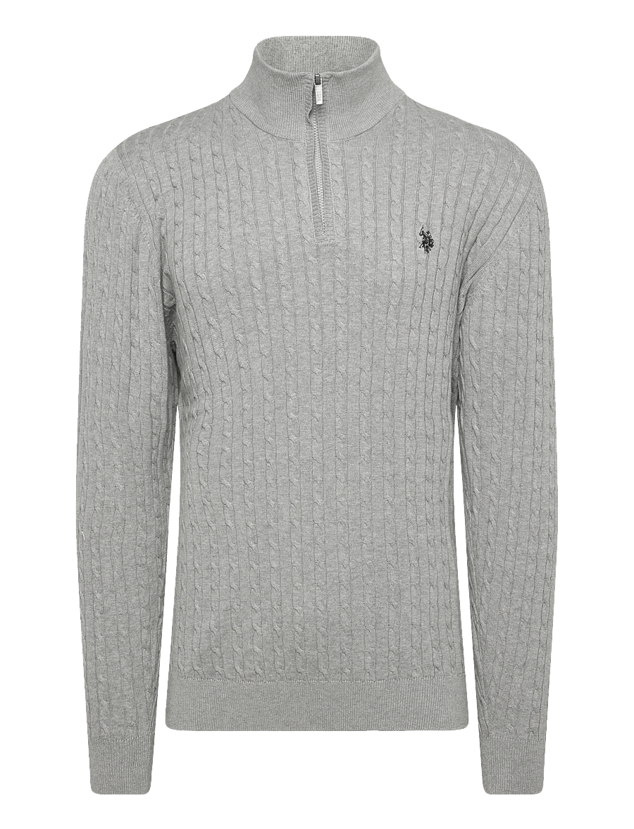 U.S. Polo Assn. - ROMEO REG CAB HZ USPA M KNIT - poolpika lukuga džemprid - grey mÉlange - 0
