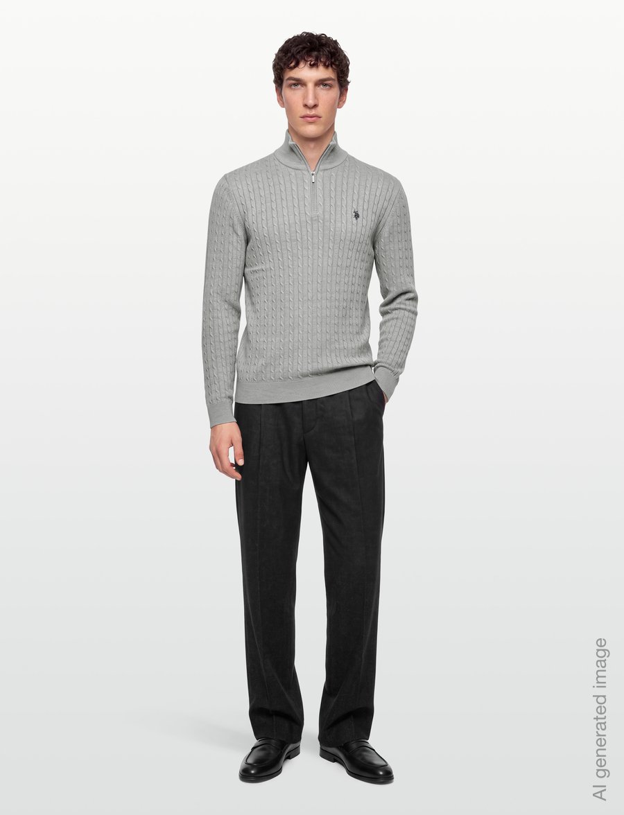 U.S. Polo Assn. - ROMEO REG CAB HZ USPA M KNIT - pullover mit halbem reißverschluss - grey mÉlange - 0