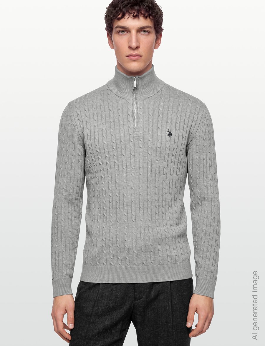 U.S. Polo Assn. - ROMEO REG CAB HZ USPA M KNIT - pullover mit halbem reißverschluss - grey mÉlange - 3