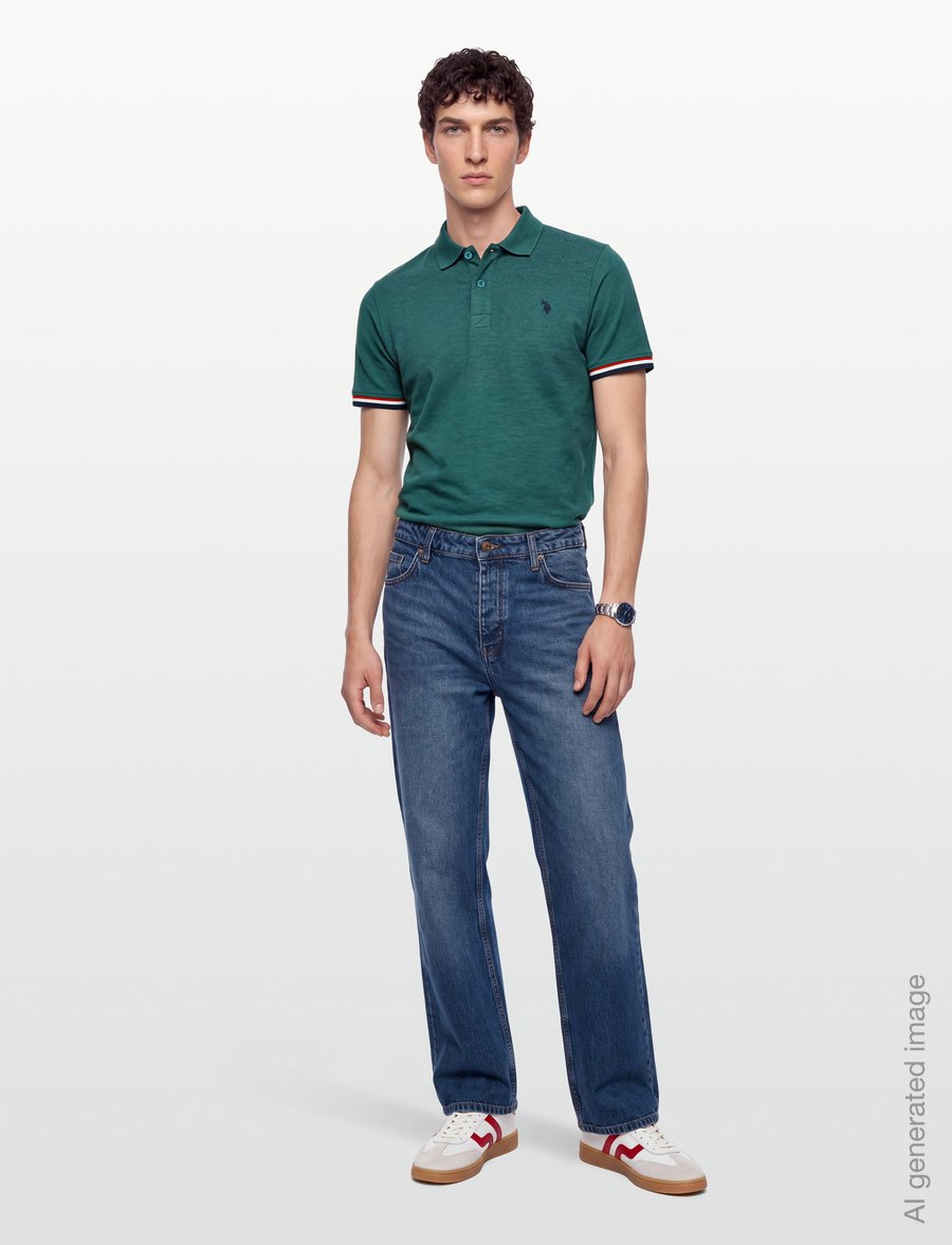U.S. Polo Assn. - MEO REG PI USPA M POLO - lühikeste varrukatega polod - 19-5232tcx rain forest mÉlange - 0