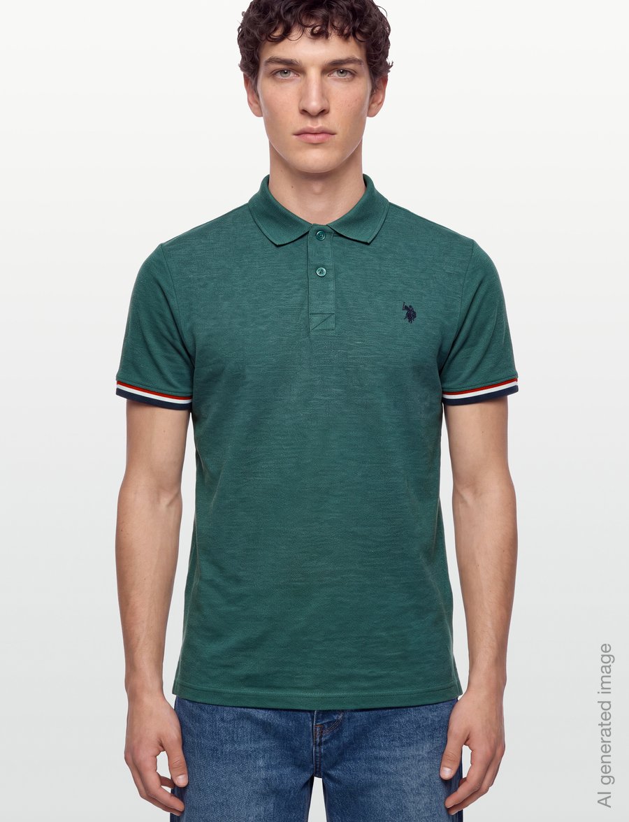 U.S. Polo Assn. - MEO REG PI USPA M POLO - lühikeste varrukatega polod - 19-5232tcx rain forest mÉlange - 3