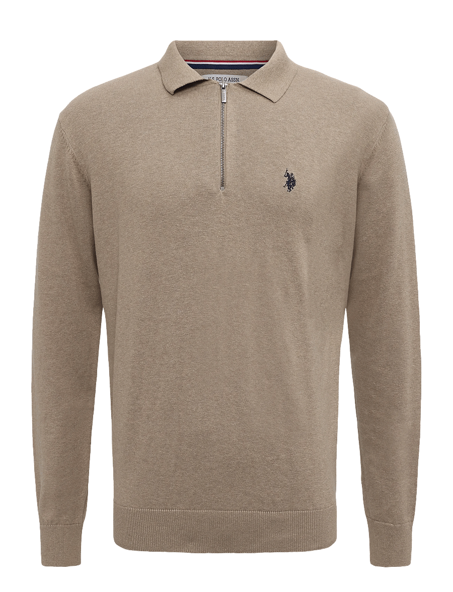 U.S. Polo Assn. - UMSANKA POLO LS KNT - langärmelige strick-polohemden - crockery melange - 0