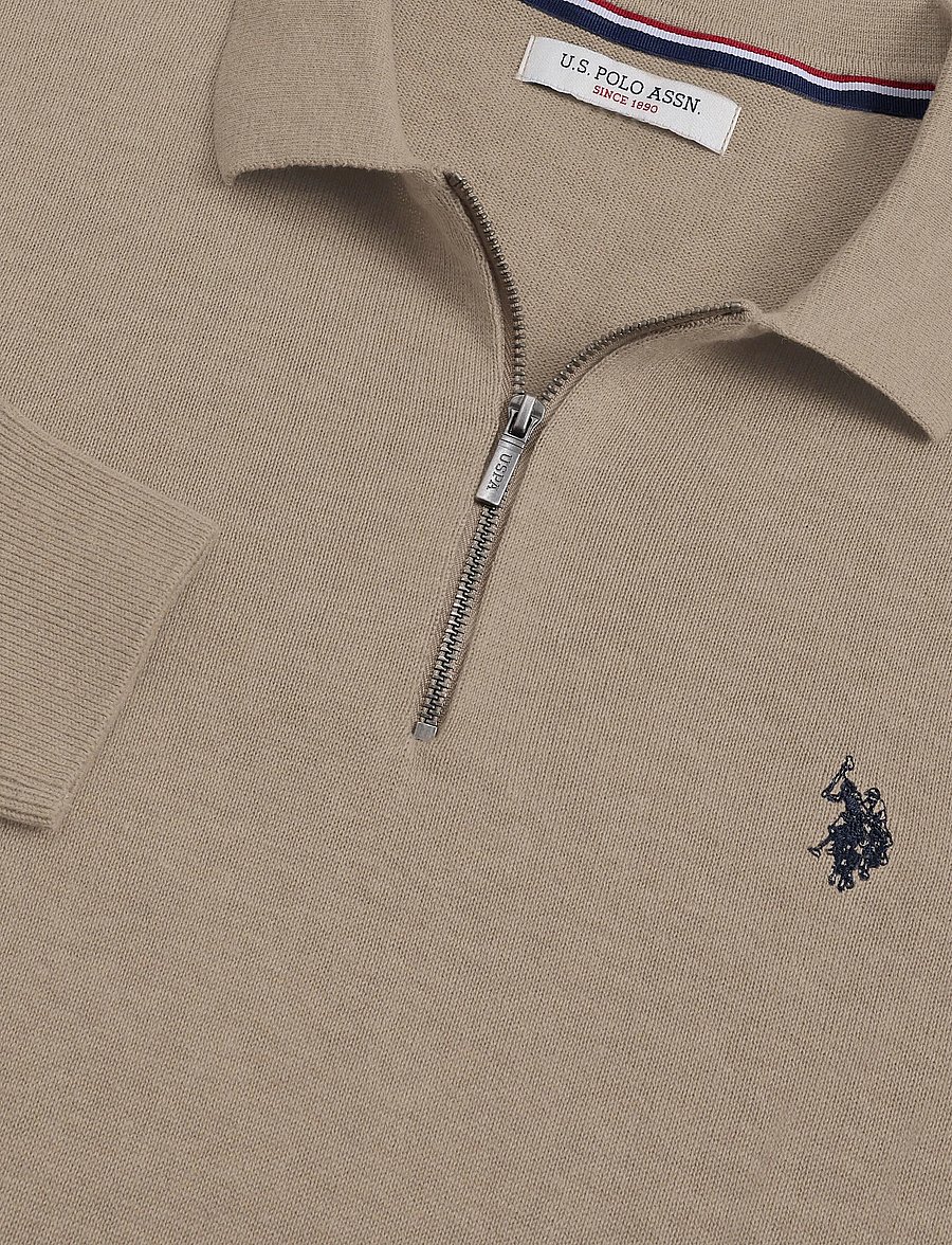 U.S. Polo Assn. - UMSANKA POLO LS KNT - langärmelige strick-polohemden - crockery melange - 2