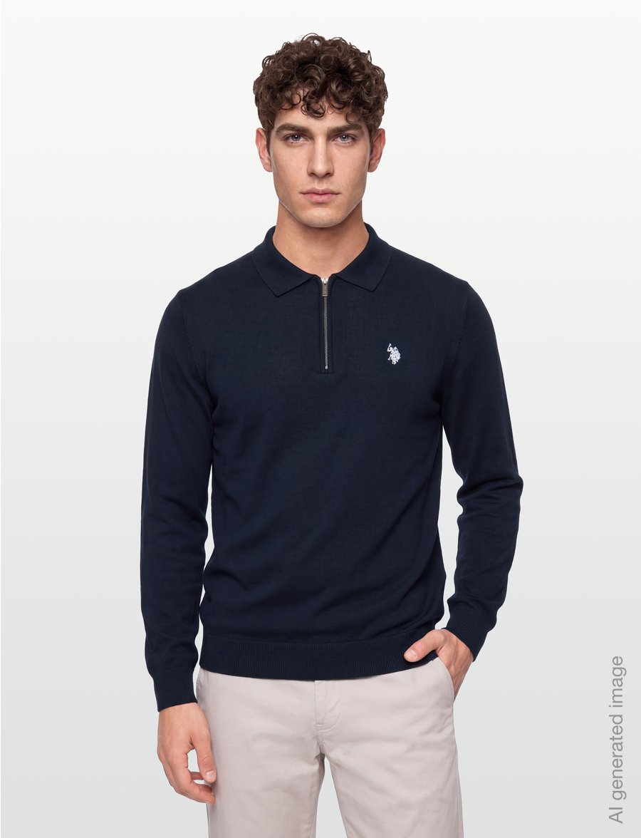U.S. Polo Assn. - UMSANKA POLO LS KNT - pikkade varrukatega kootud polod - dark sapphire - 3