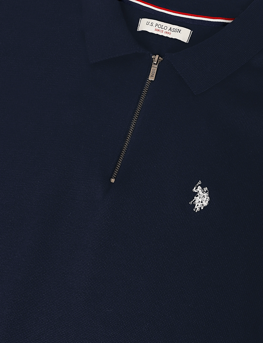 U.S. Polo Assn. - UMSANKA POLO LS KNT - langärmelige strick-polohemden - dark sapphire - 2