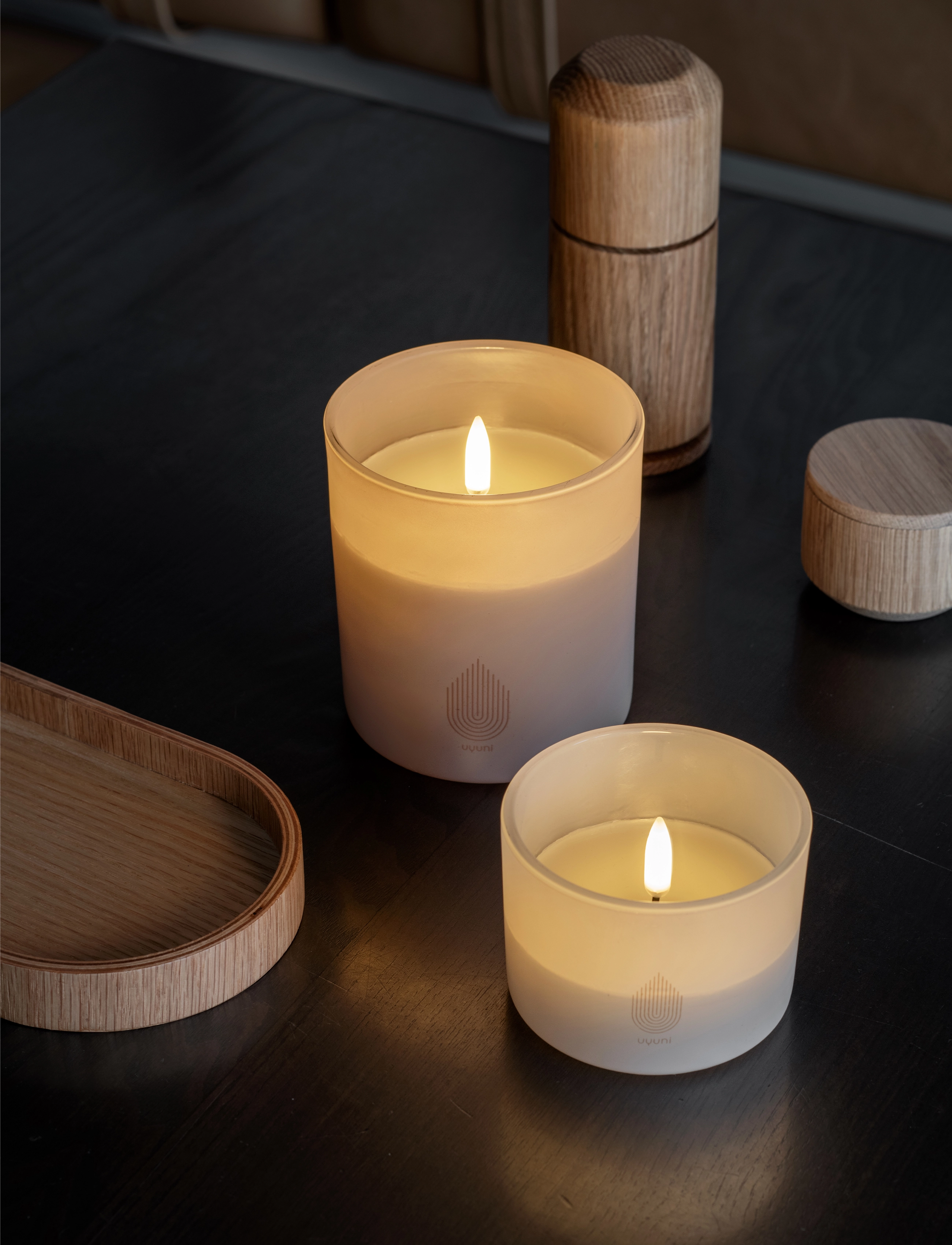 UYUNI Lighting Glass Candle, H6 cm, Home, Beige - Scented Candles, Homeware