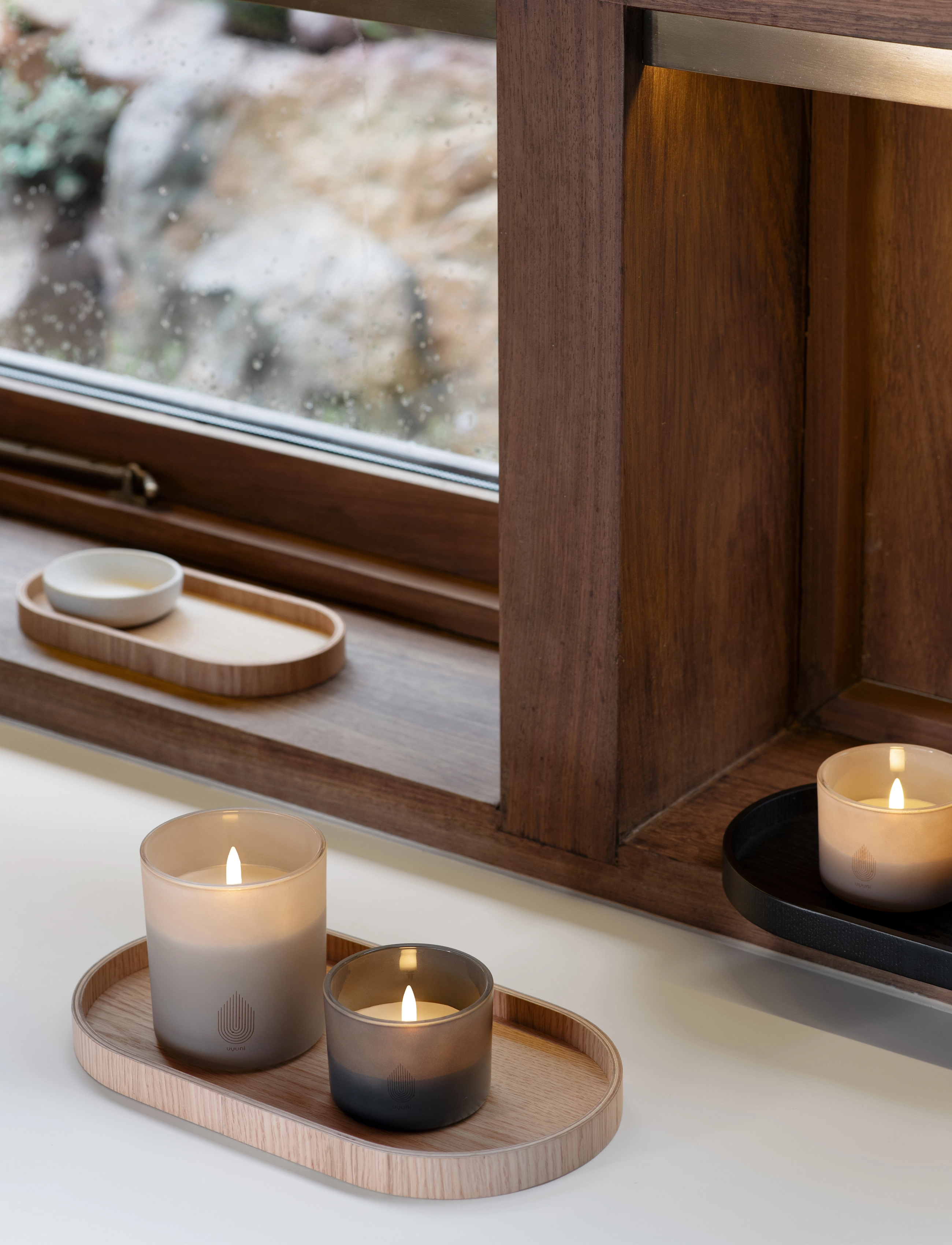 UYUNI Lighting Glass Candle, Grey, H6 cm, Home, Braun - Scented Candles, Homeware