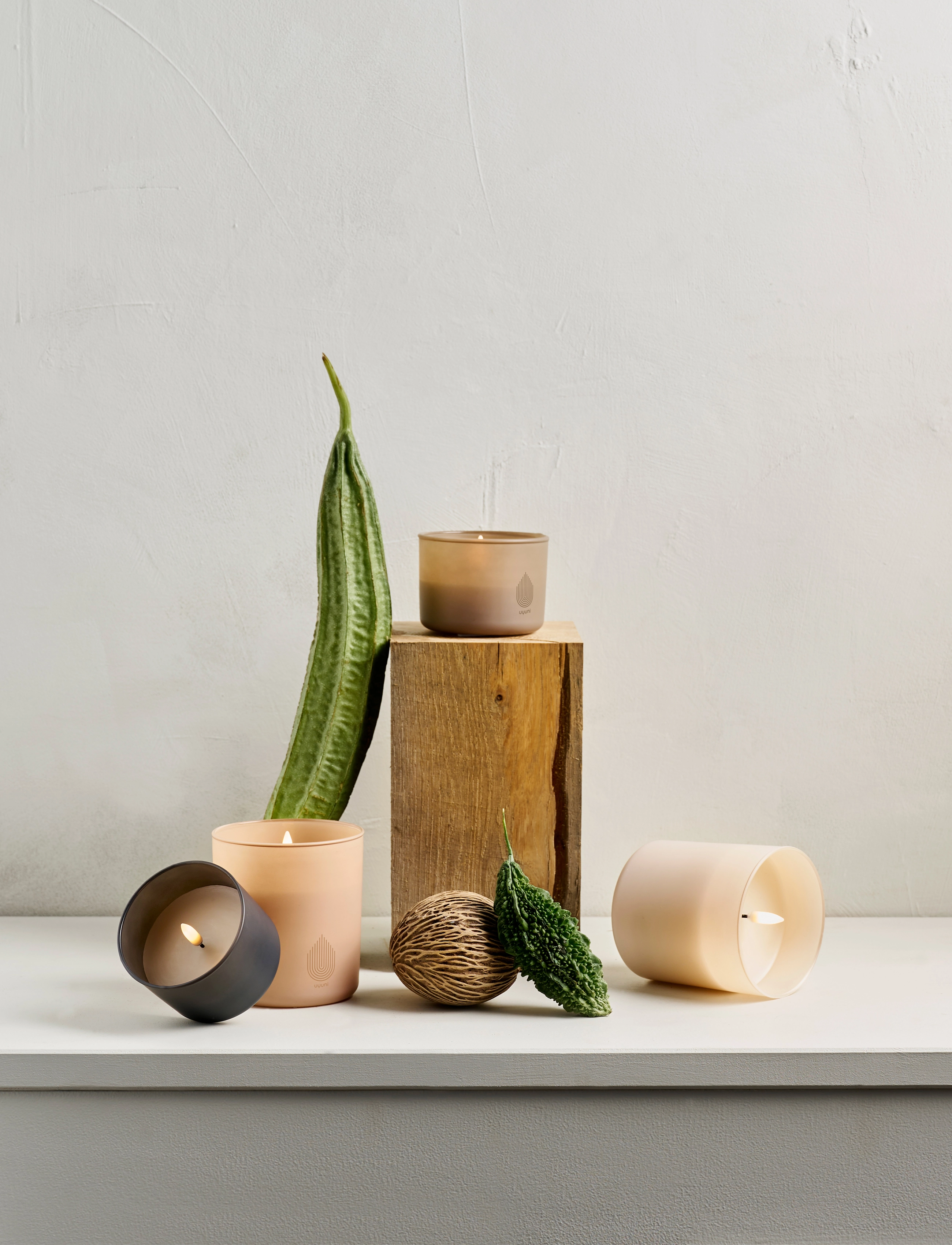 UYUNI Lighting Glass Candle, Sandstone, H6 cm, Home, Grau - Scented Candles, Homeware