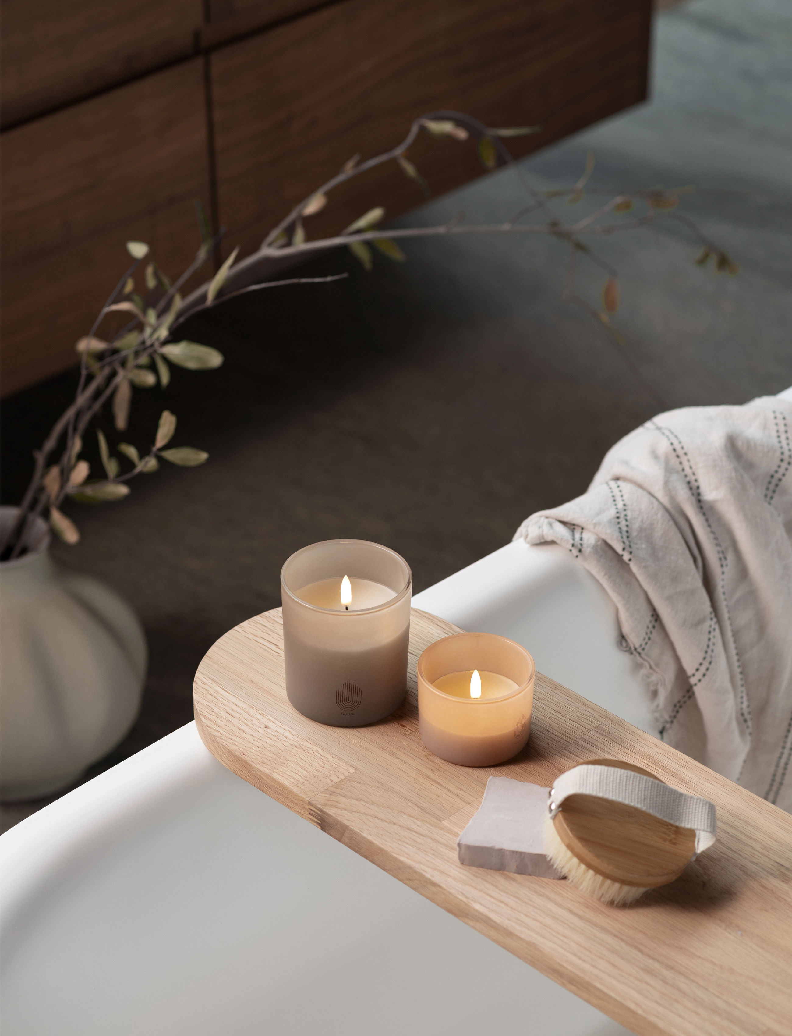 UYUNI Lighting Glass Candle, Sandstone, H10.2 cm, Home, Beige - Scented Candles, Homeware