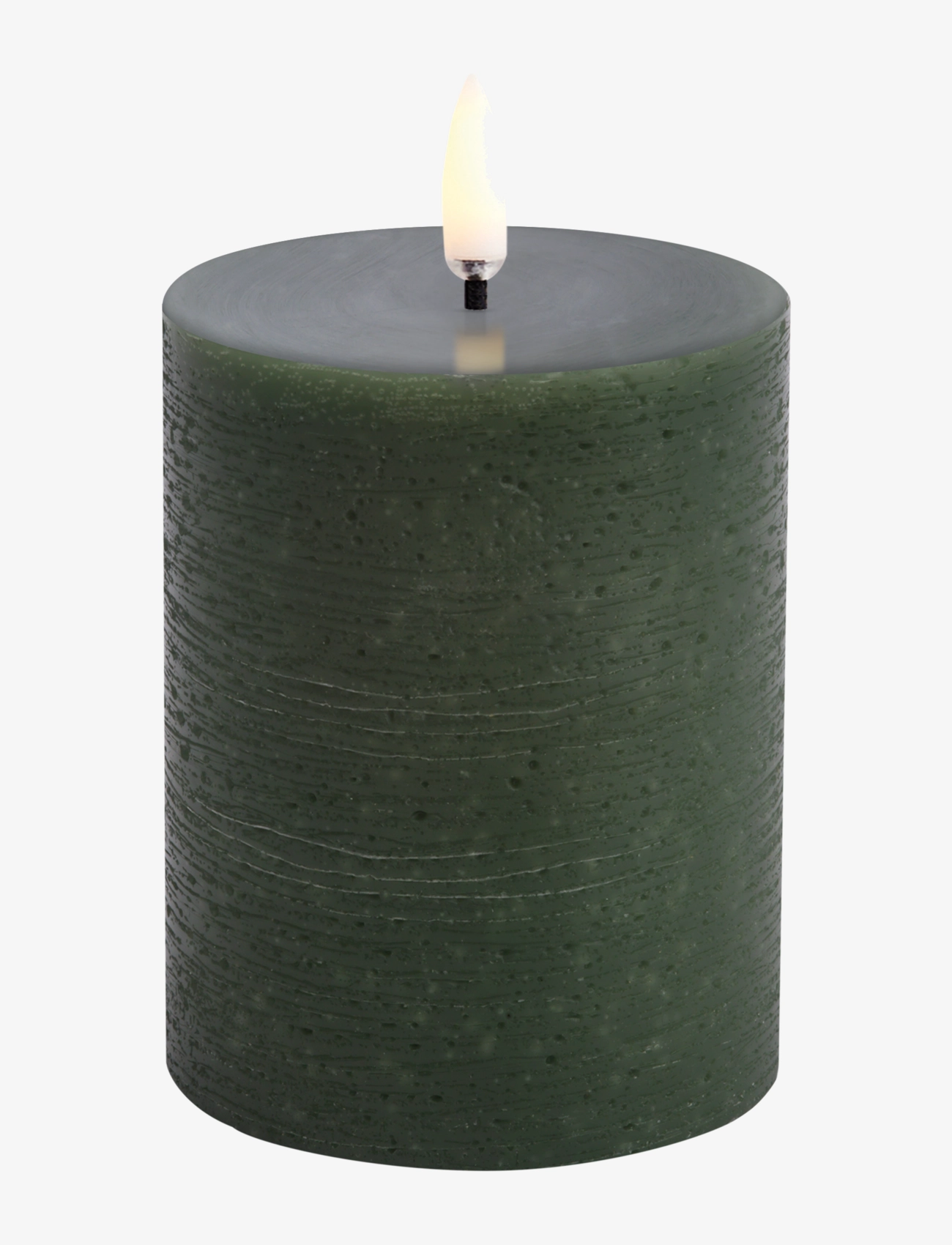 UYUNI Lighting LED pillar candle, Olive green, Rustic, 7,8x15,2 cm - Outdoorbereich - OLIVE GREEN / green