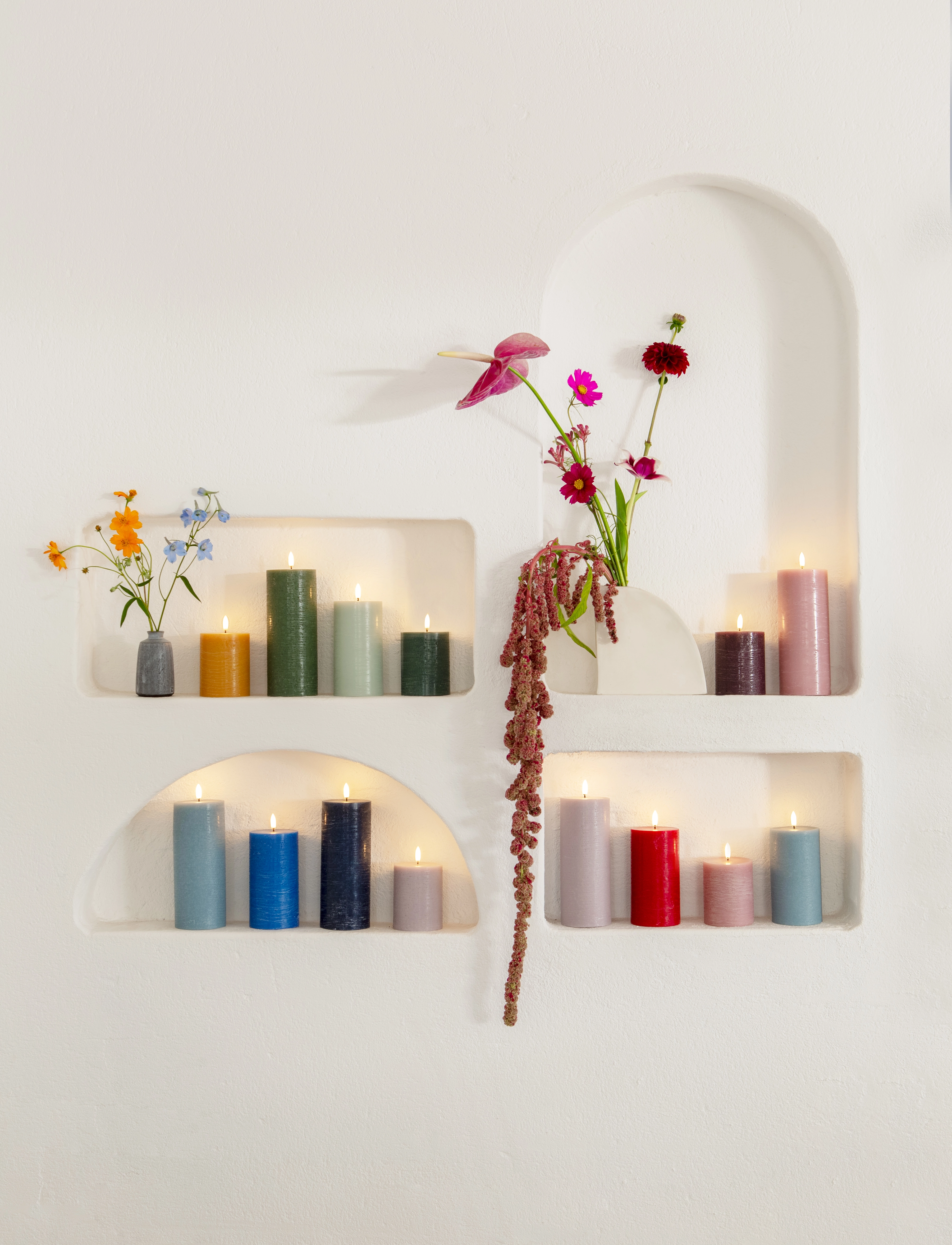 UYUNI Lighting Led Pillar Candle, Olive Green, Rustic, 7,8X20,3 Cm, H20.3 cm, Candles, Grün - Block Homeware