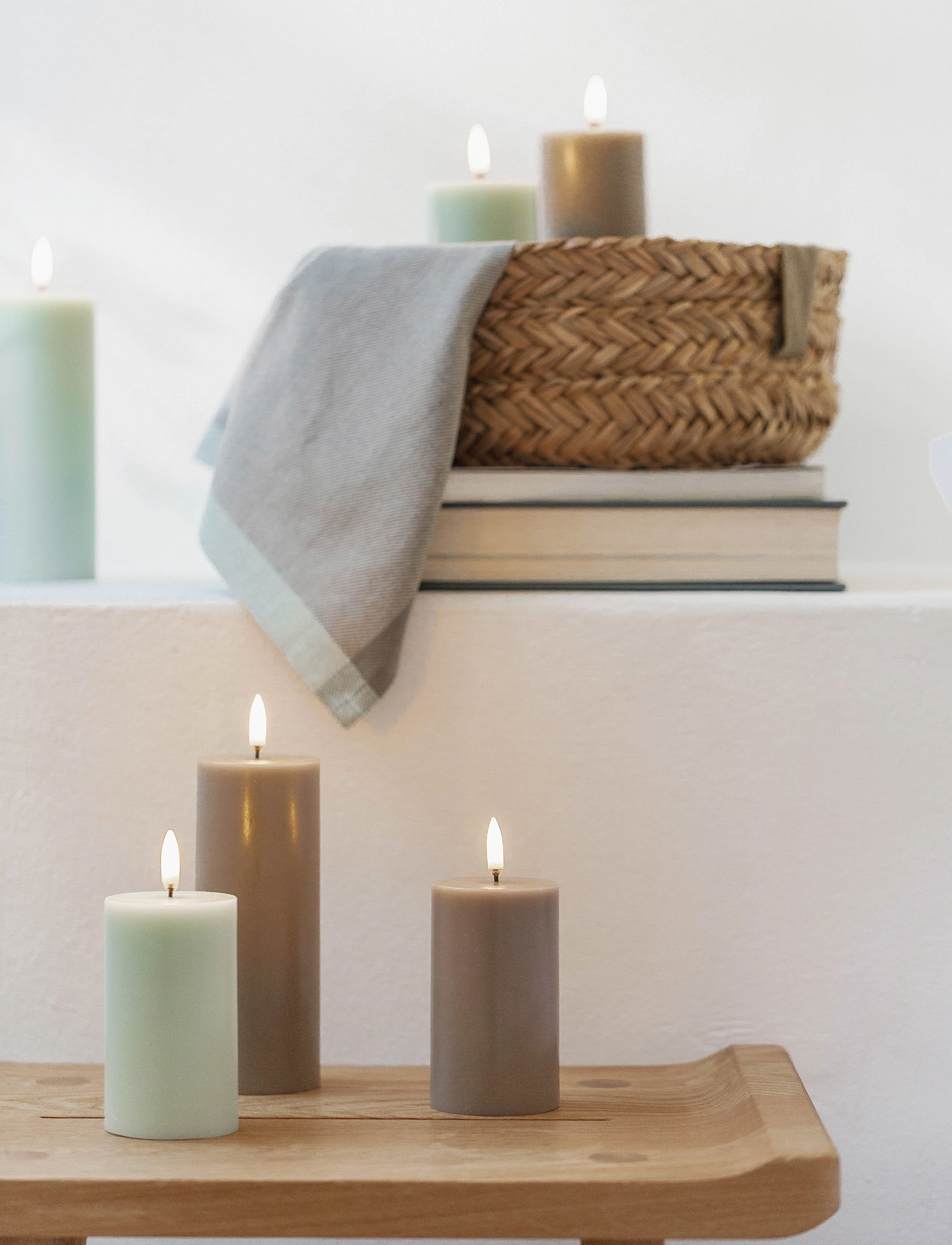 UYUNI Lighting Led Pillar Candle, H10.1 cm, Candles, Beige - Homeware