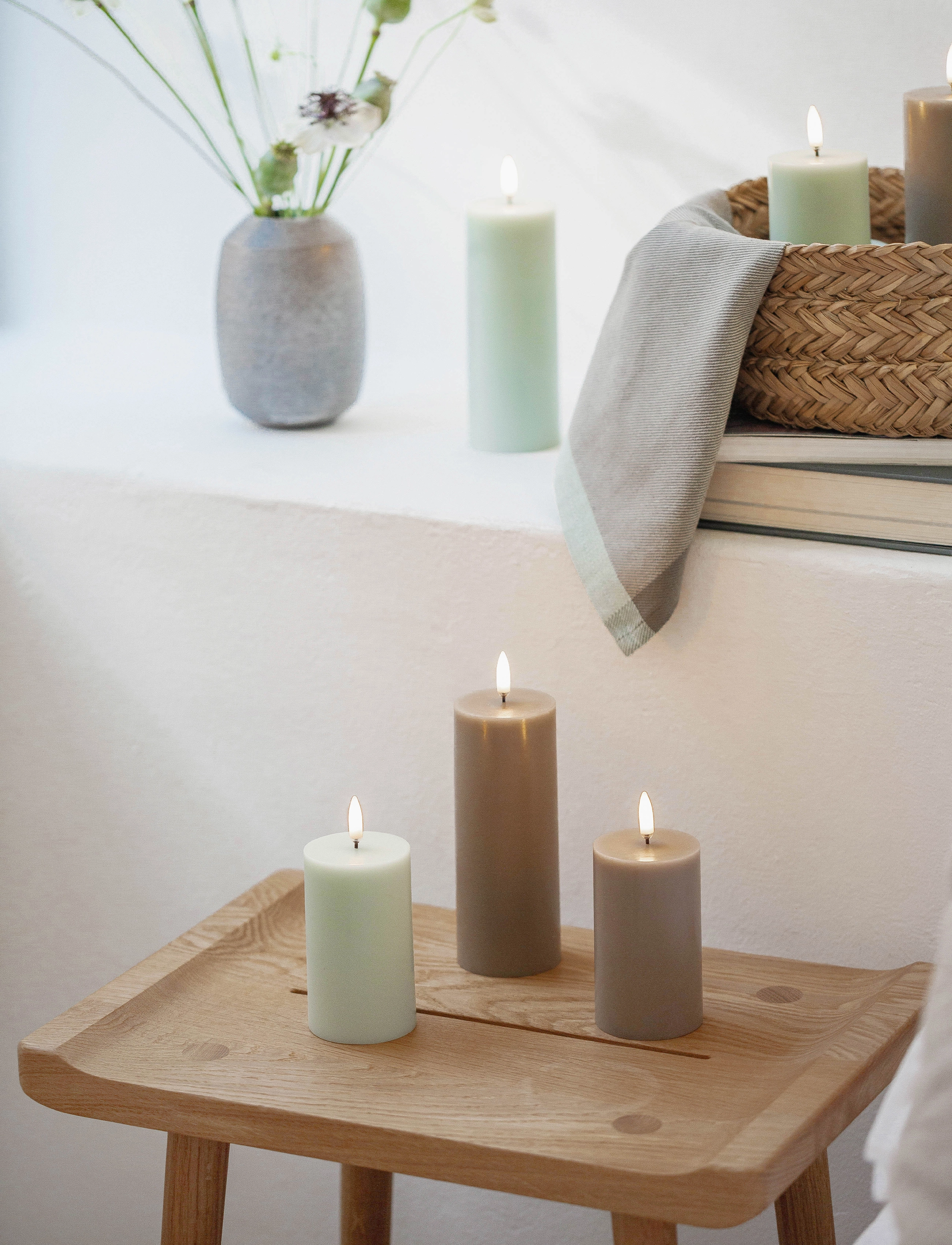 UYUNI Lighting Led Pillar Candle, H15.2 cm, Candles, Beige - Homeware
