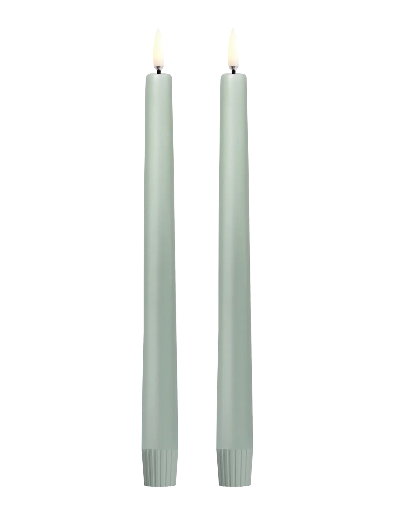 UYUNI Lighting Led Taper Candle, Dusty Green, Smooth, 2-Pack, 2,3X25 Cm, LED-lys, Grøn, Str: H25CM