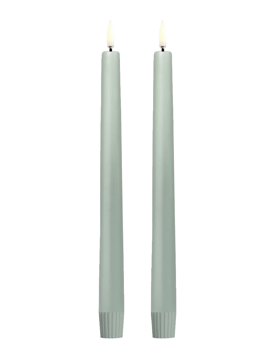 UYUNI Lighting - LED taper candle, Dusty green, Smooth, 2-pack, 2,3x25 cm - dusty green - 0