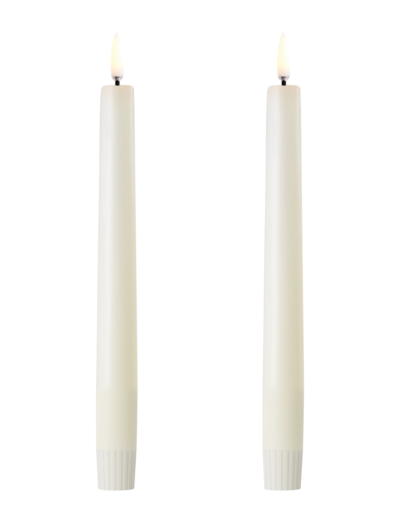 UYUNI Lighting LED taper candle, Ivory, Smooth, 2-pack, 2,3x20 cm - Under 300 kr - IVORY / white