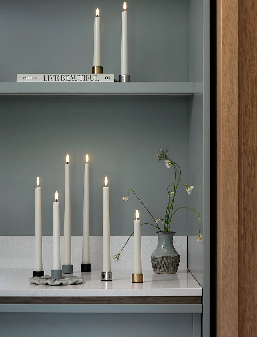 UYUNI Lighting - LED taper candle, Ivory, Smooth, 2-pack, 2,3x20 cm - ivory - 0