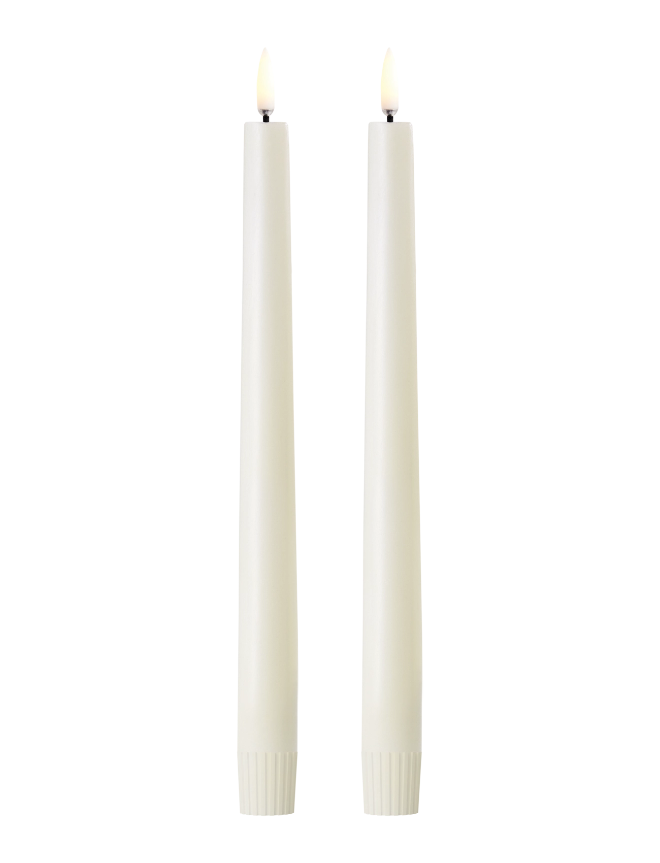 UYUNI Lighting LED taper candle, Ivory, Smooth, 2-pack, 2,3x25 cm - Under 300 kr - IVORY / white