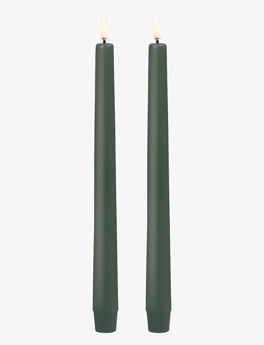 UYUNI Lighting - LED taper candle, Olive Green, Smooth, 2-pack, 2,3x25 cm - led küünlad - olive green - 1