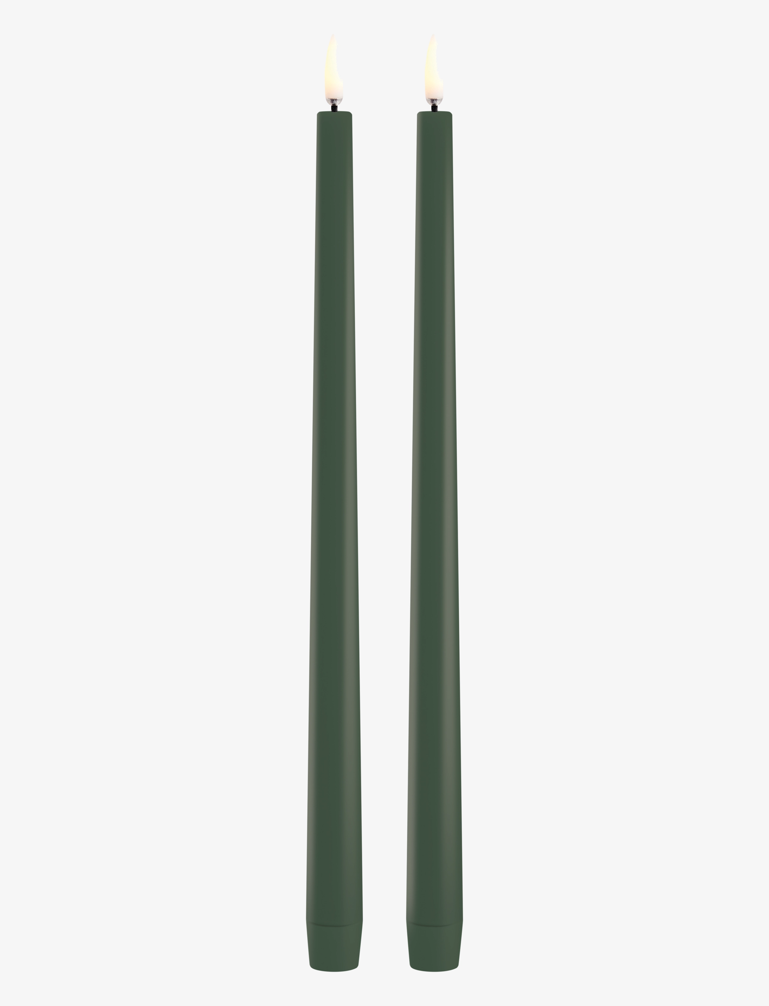 UYUNI Lighting Led Slim Taper Candle, Olive Green, Smooth, 2-Pack, 2,3X32 Cm, LED-lys, Grøn, Str: H32CM