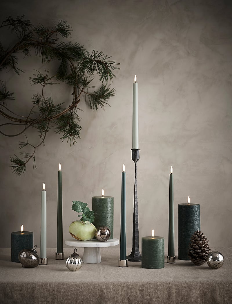 UYUNI Lighting - LED slim taper candle, Olive green, Smooth, 2-pack, 2,3x32 cm - osta hinna alusel - olive green - 1