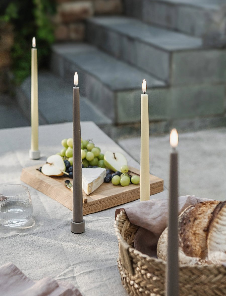 UYUNI Lighting - LED taper candle, Sandstone, Smooth, 2-pack, 2,3x32 cm - sandstone - 0