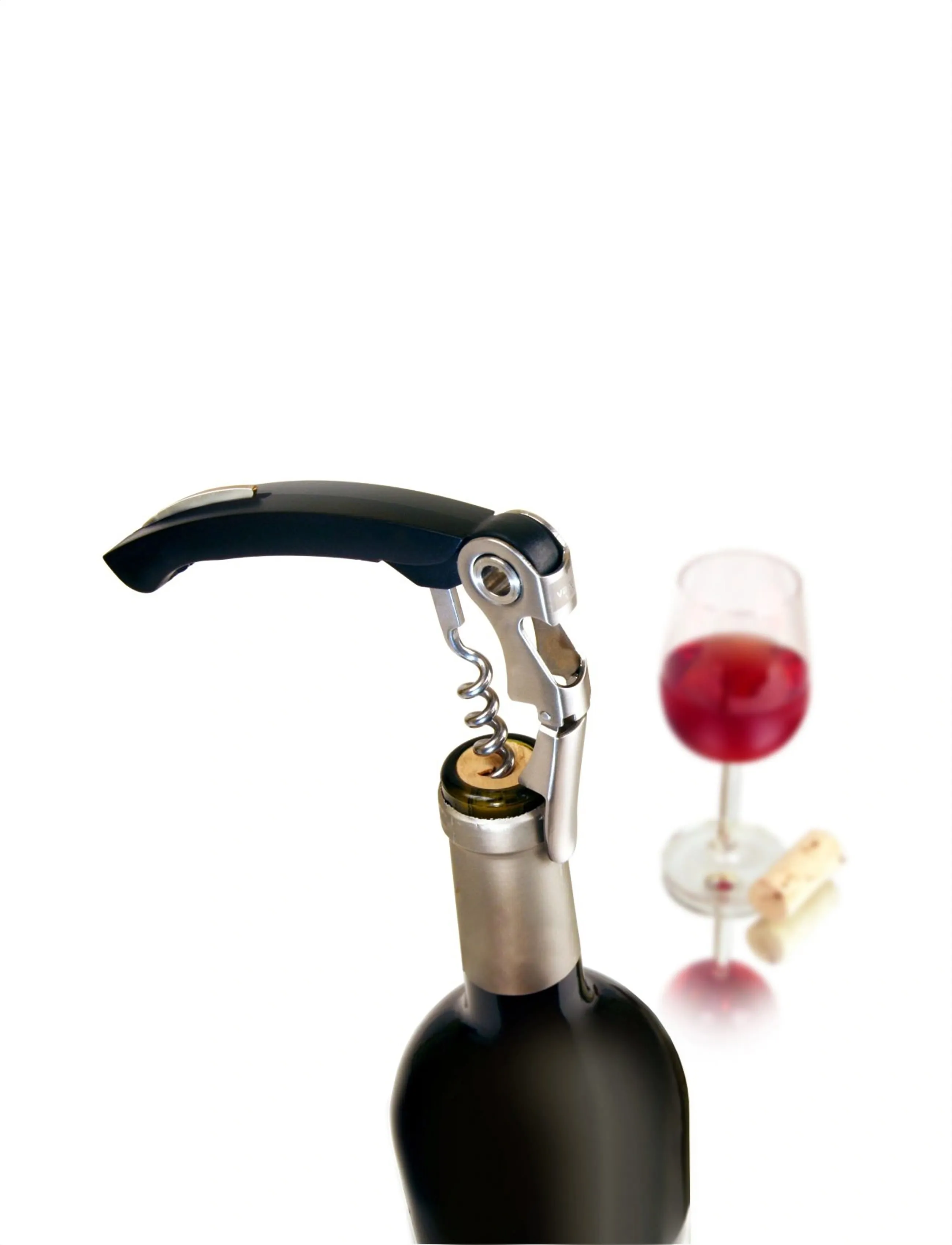 Vacuvin Double Hinged Corkscrew, 2X2.5X12.4 cm, Drink & Bar Accessories, Schwarz - Bottle Openers Wine Stoppers, Homeware