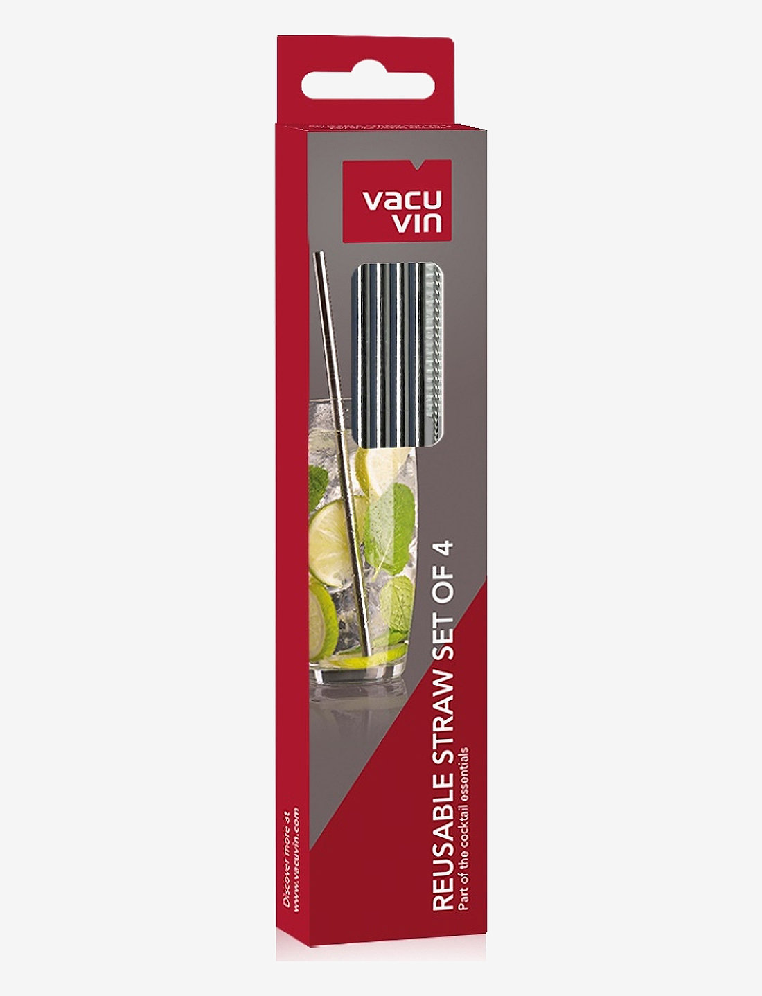 Vacuvin - Reusable straws 4-pack - strohhalme - silver - 1