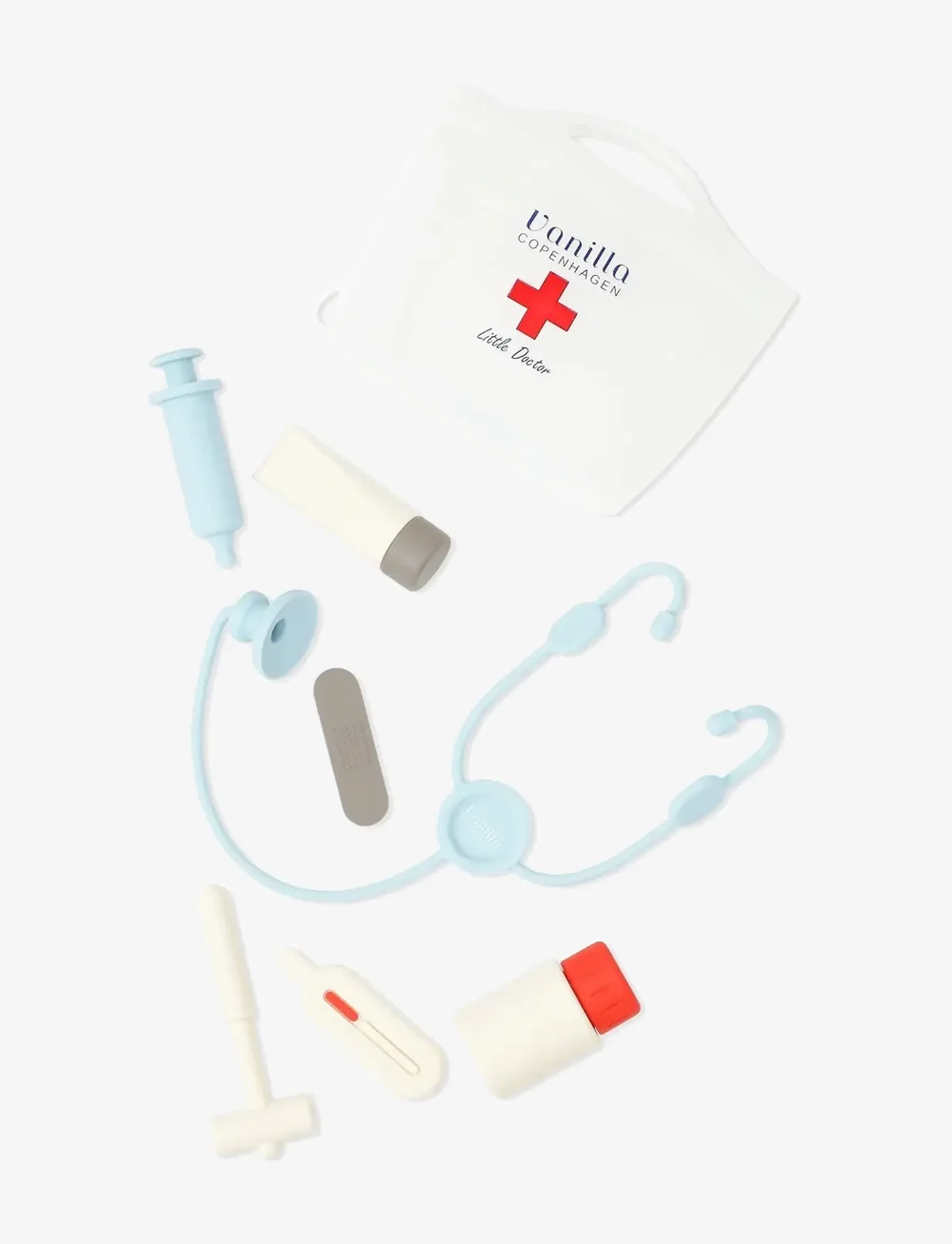 Vanilla Copenhagen - Doctor Set - Silicone - legesett for barn - blue - milk - wood - 1