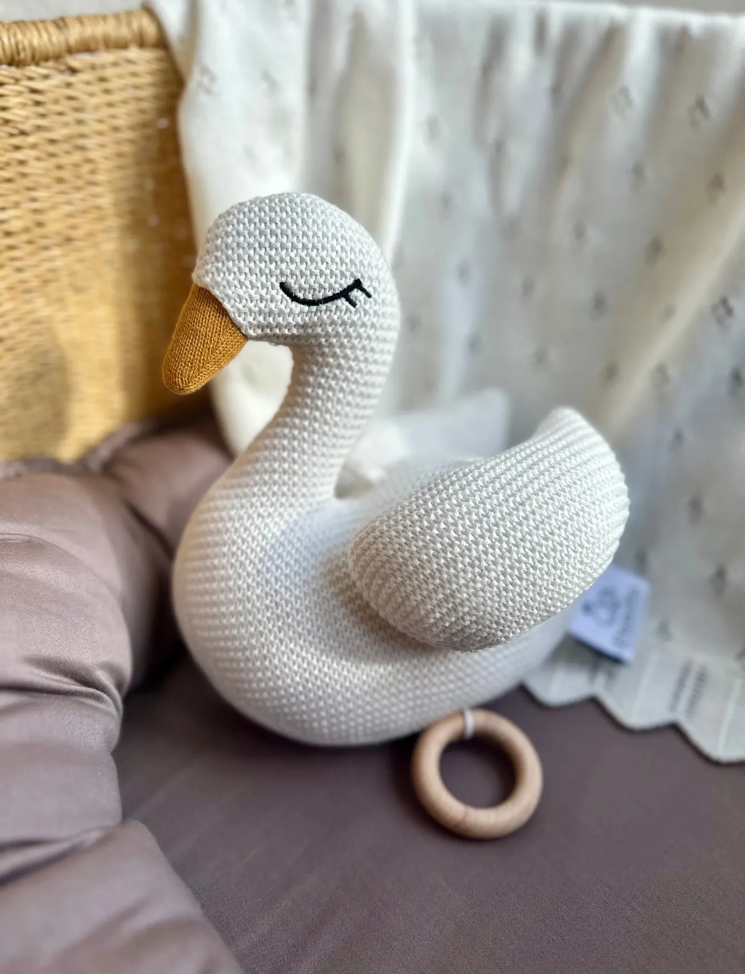 Vanilla Copenhagen Bamse Med Musik Swan, Børn, Svane Musikuro, Hvid, Str: 25X 20CM