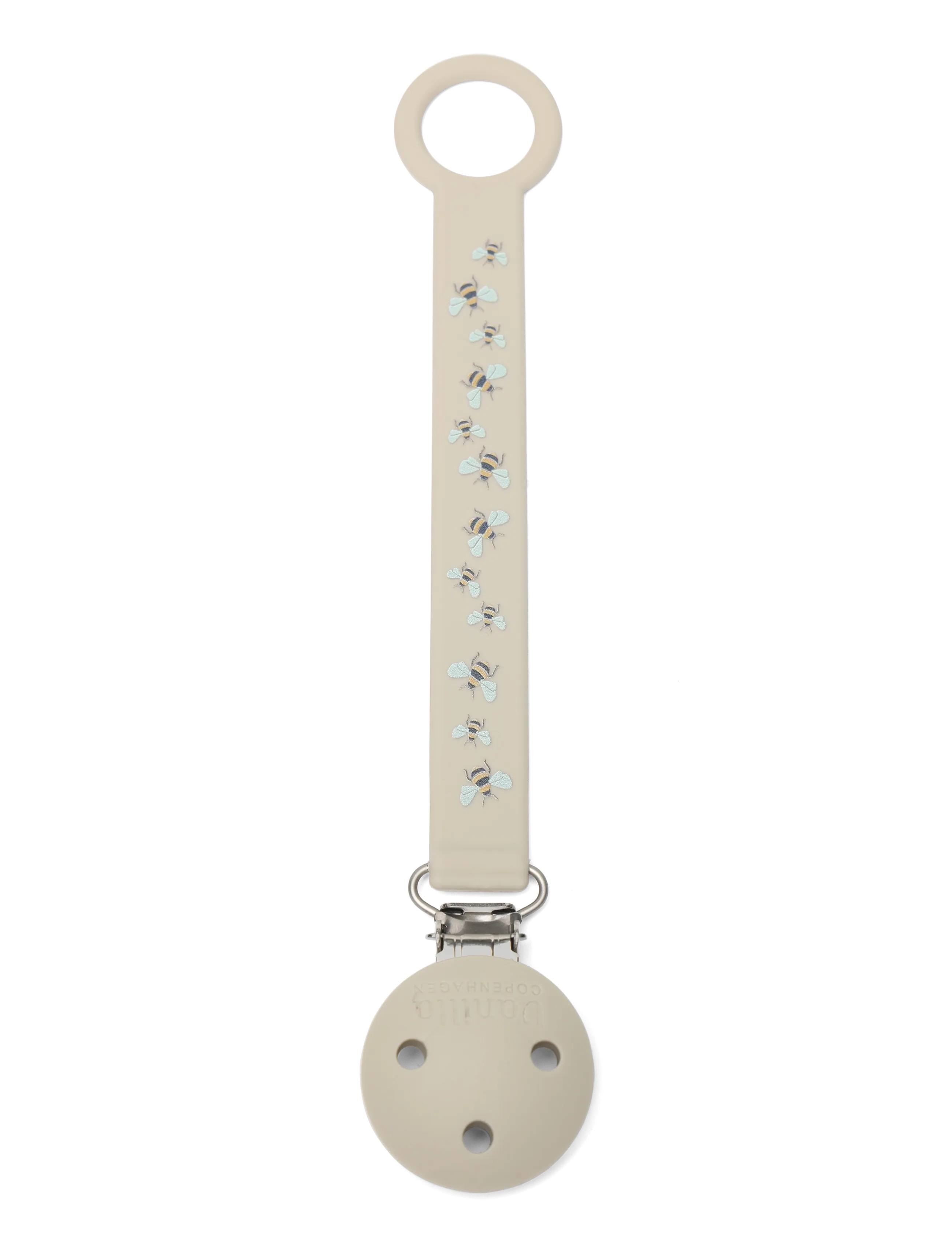 Vanilla Copenhagen Pacifier Holder - Silicone - Honeybee - Cream - 21.5 CM