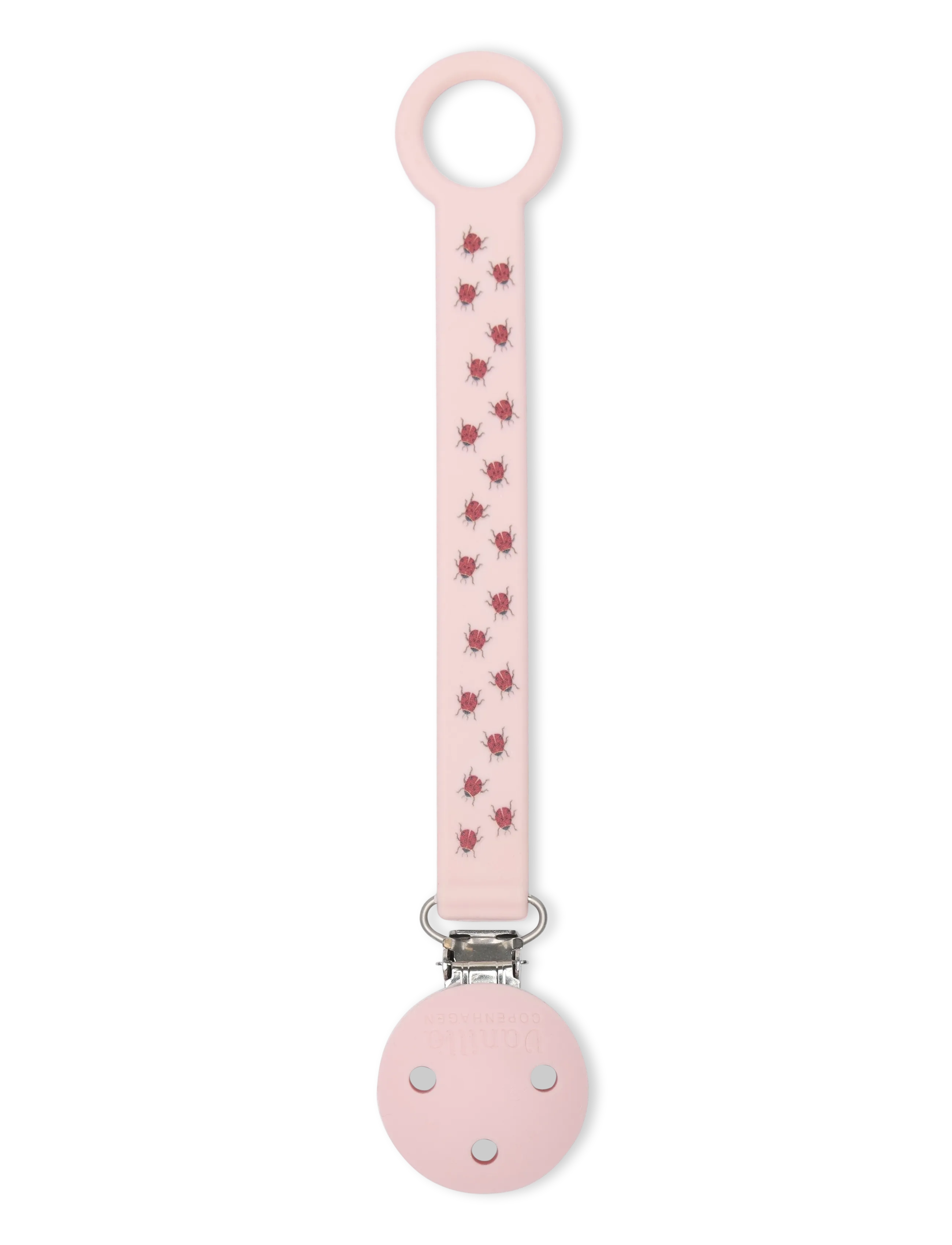 Vanilla Copenhagen Pacifier Holder - Silicone - Ladybug - Babyprodukte - ENGLISH ROSE / pink/rose