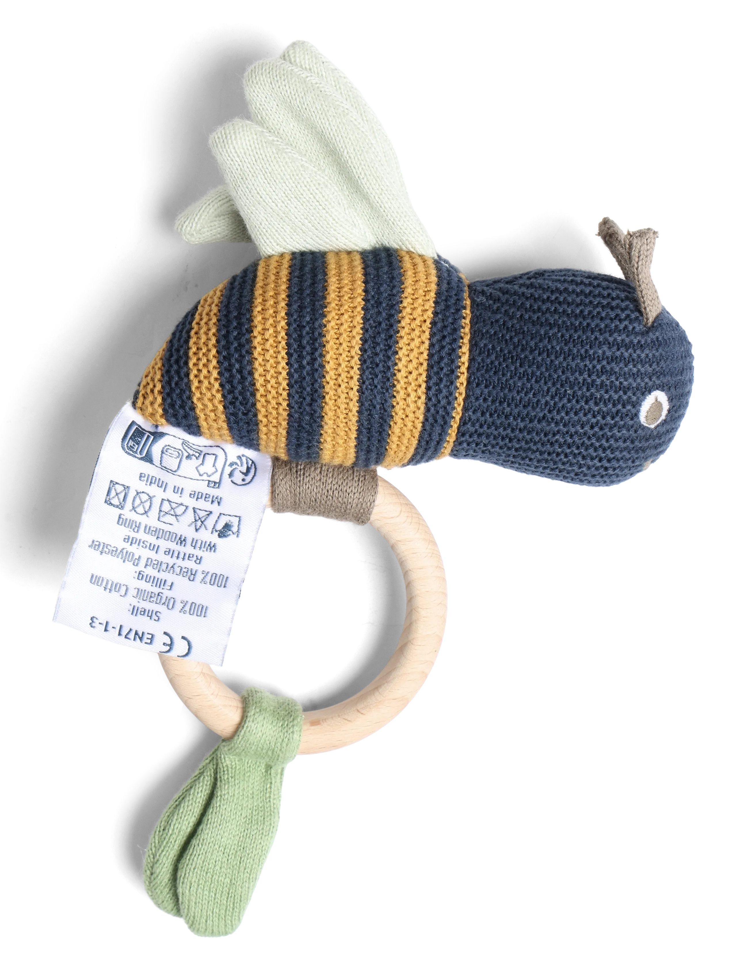 Vanilla Copenhagen Rangle - Honeybee, 15 cm, Navy, Baby Legetøj > Teething Legetøj, Børn
