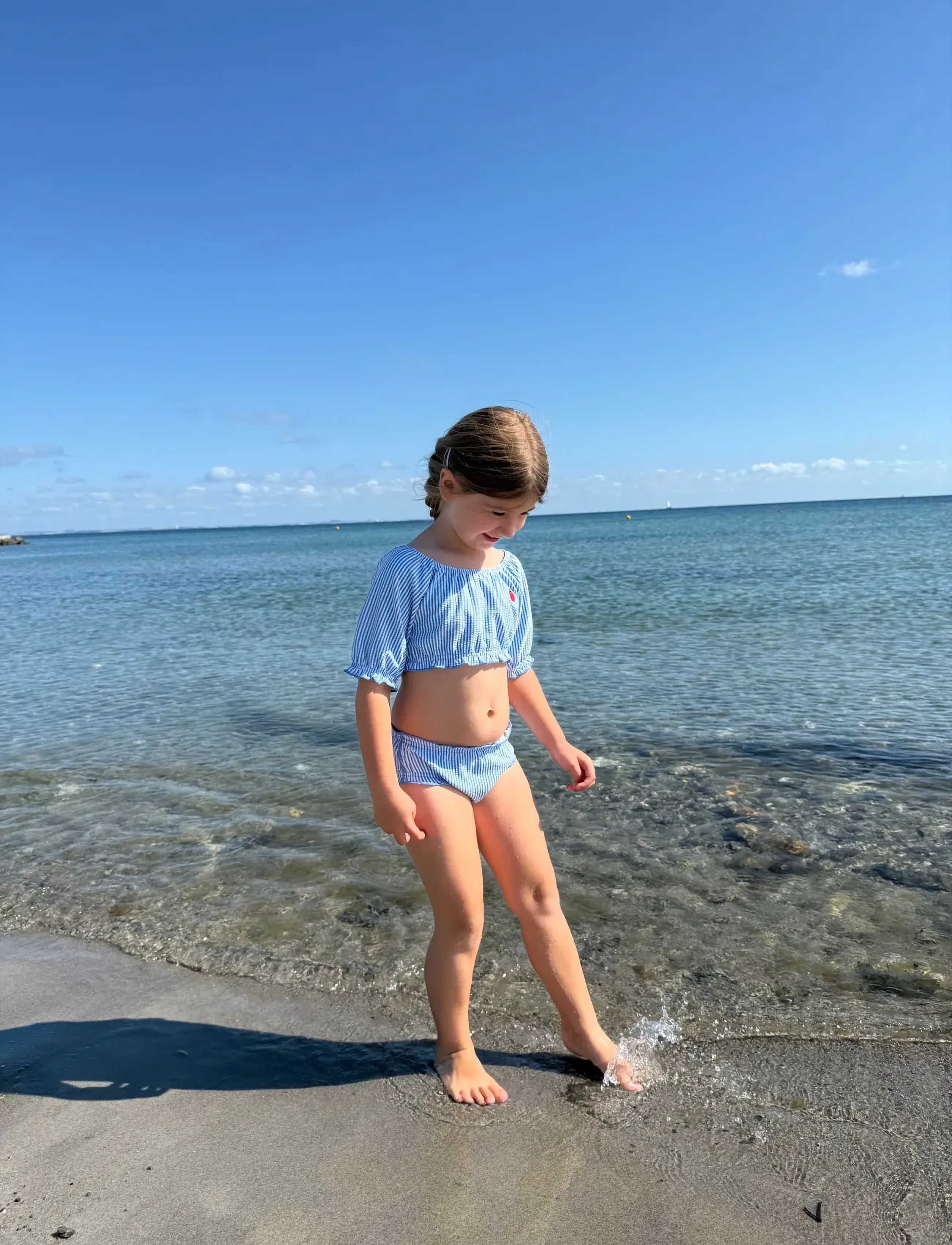 Vanilla Copenhagen Bikini - Seersucker - Ladybug, 3-4Y, Blue, Badetøj > Bikinier, Børn