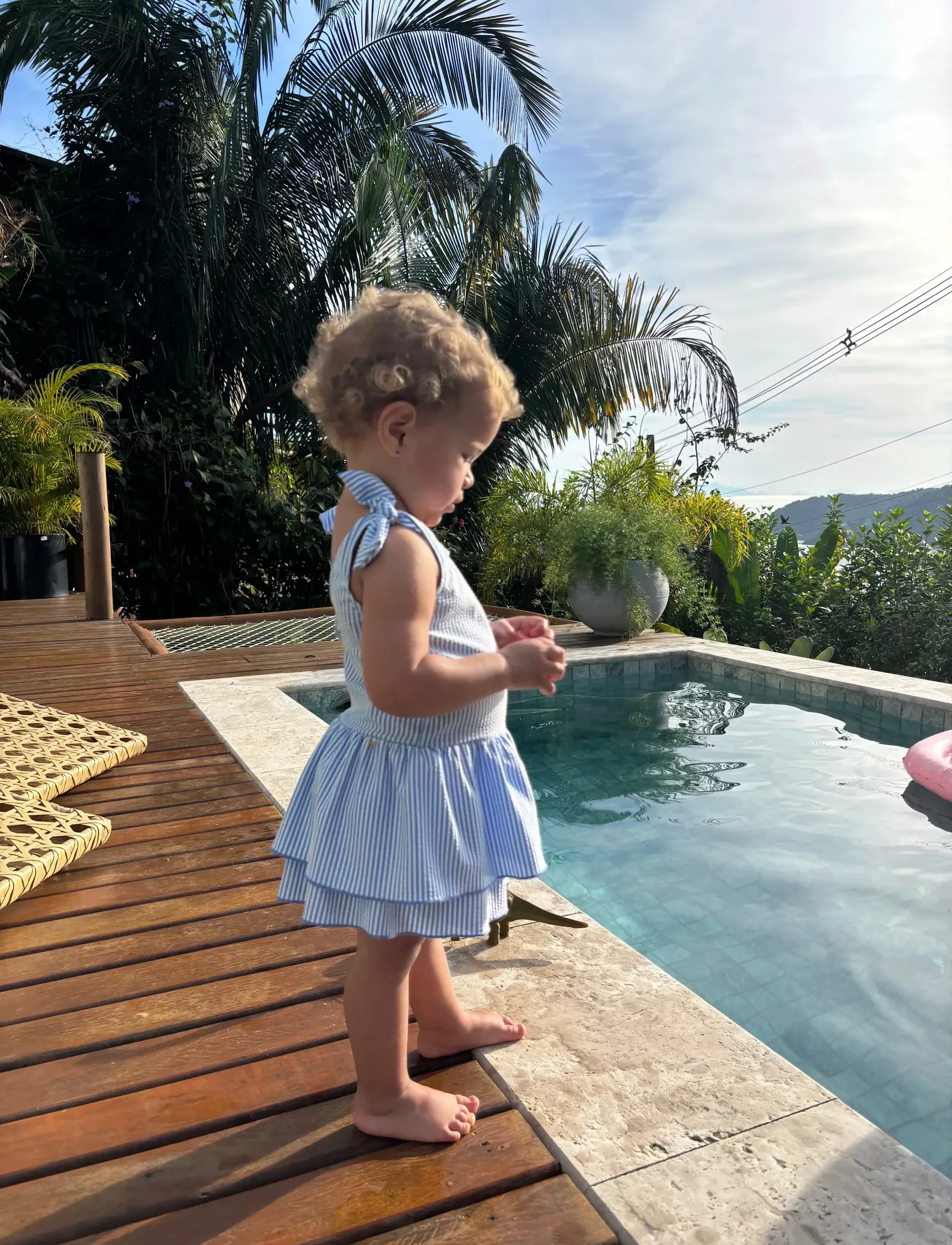 Vanilla Copenhagen Baby Romper Swim Dress - Seersucker - Ladybug - Badeanzüge - BLUE / blue