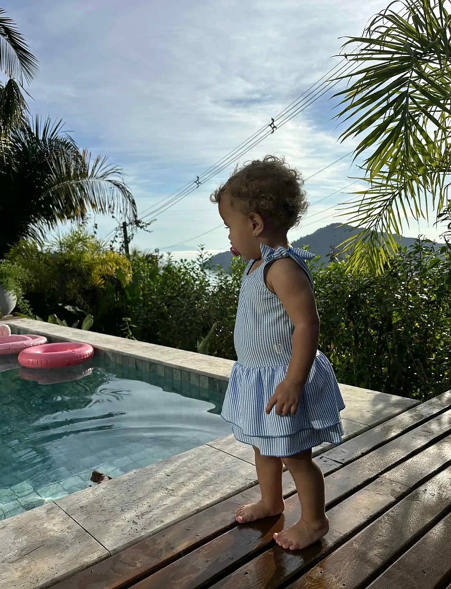 Vanilla Copenhagen - Baby Romper Swim Dress - Seersucker - Ladybug - vêtements uv - blue - 3