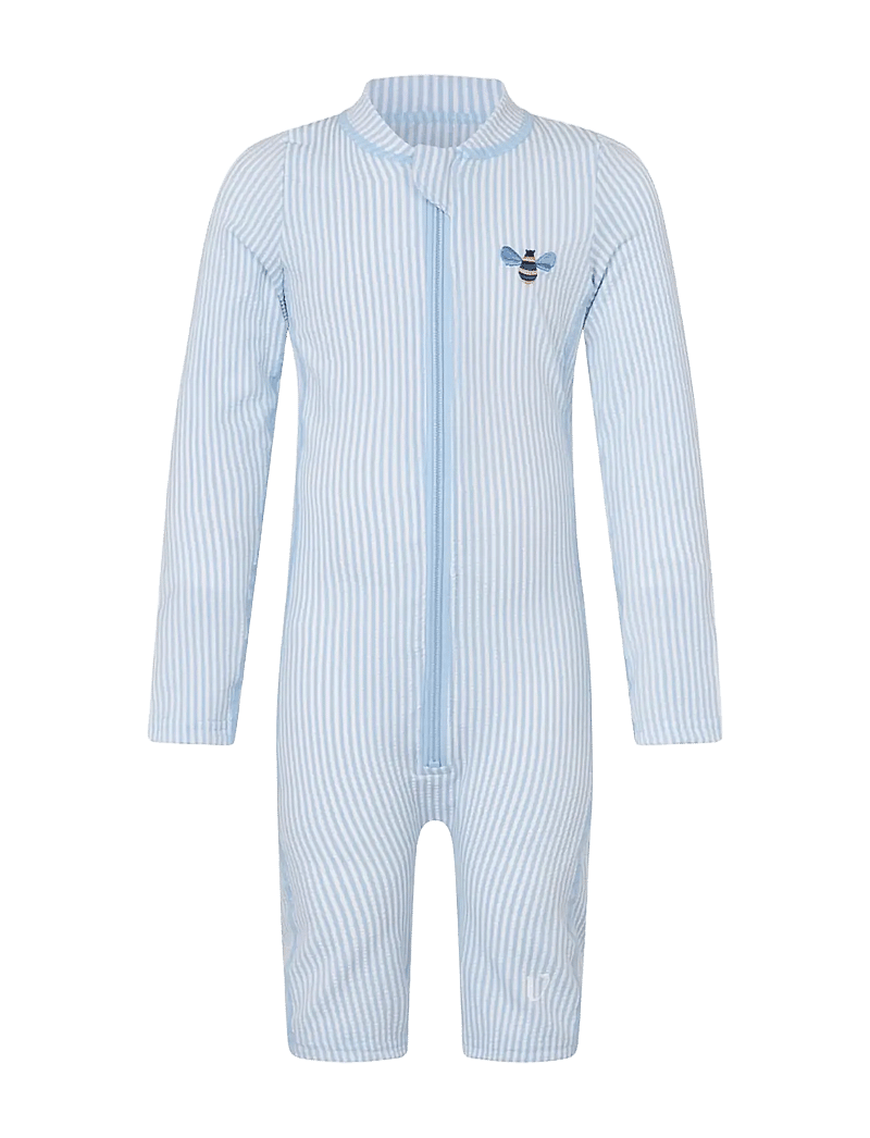 Vanilla Copenhagen - Swim Bodysuit - Seersucker - baddräkter - blue - 0