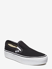 White slip on platform top vans