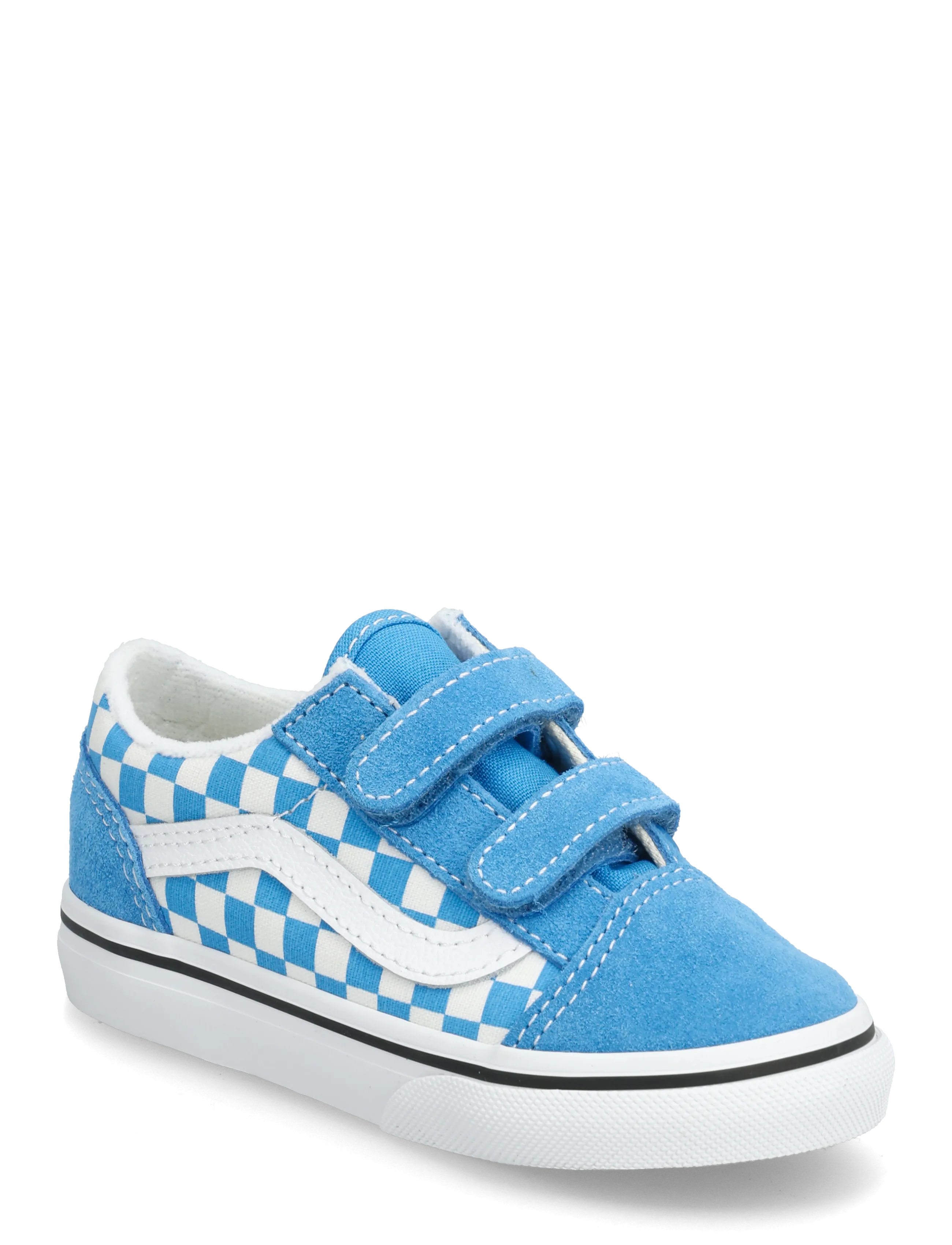 VANS Old Skool V, Børn, Skakternet Velcro Sneakers, Blå, Str: 19
