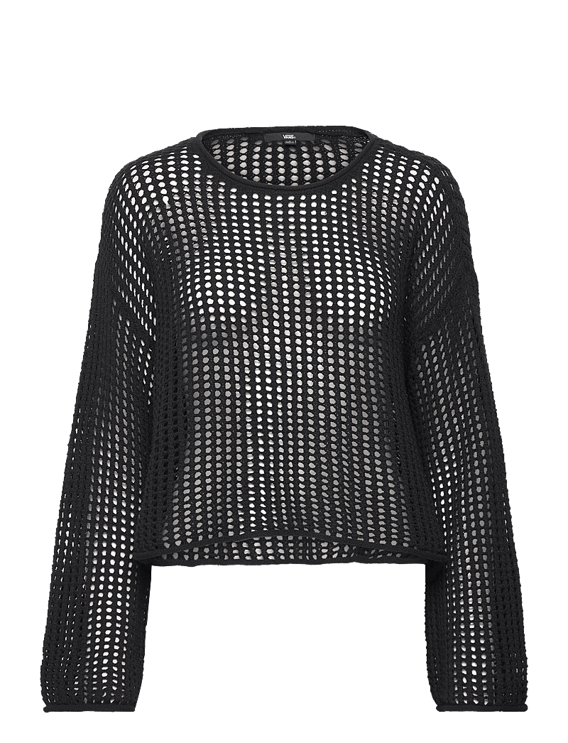 VANS - Mila Open Knit Crop Crew - sweatshirts - black - 0