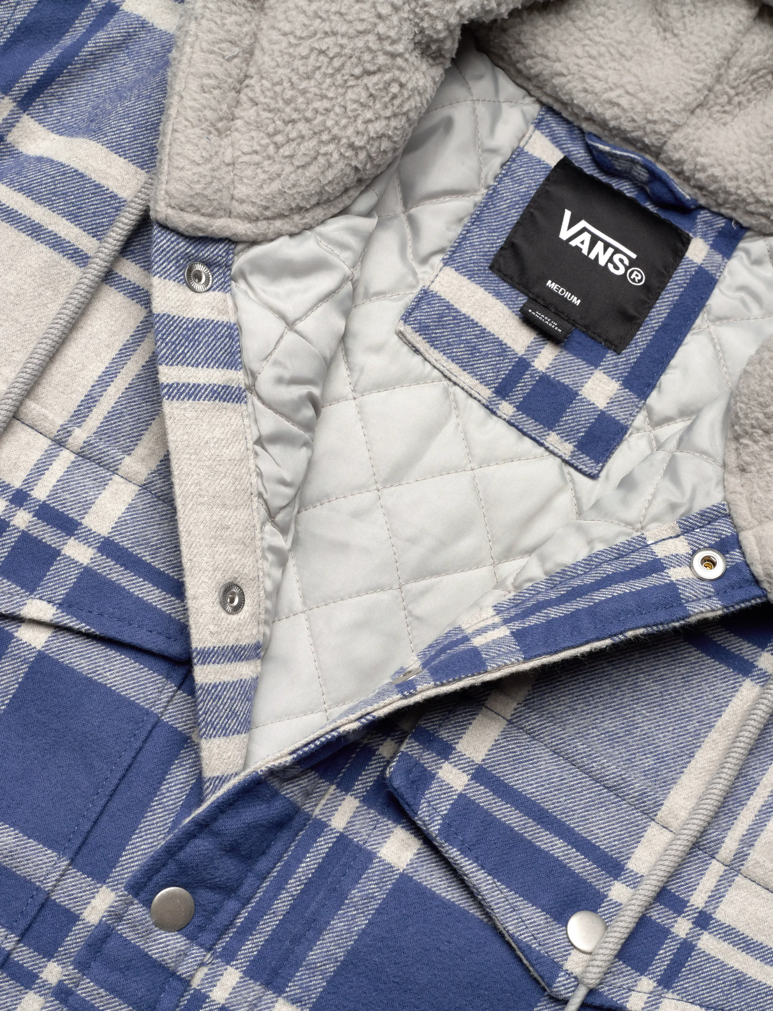 VANS - Piedmont Hooded Plaid Shacket - casual jakker - oatmeal heather/truenvy - 2