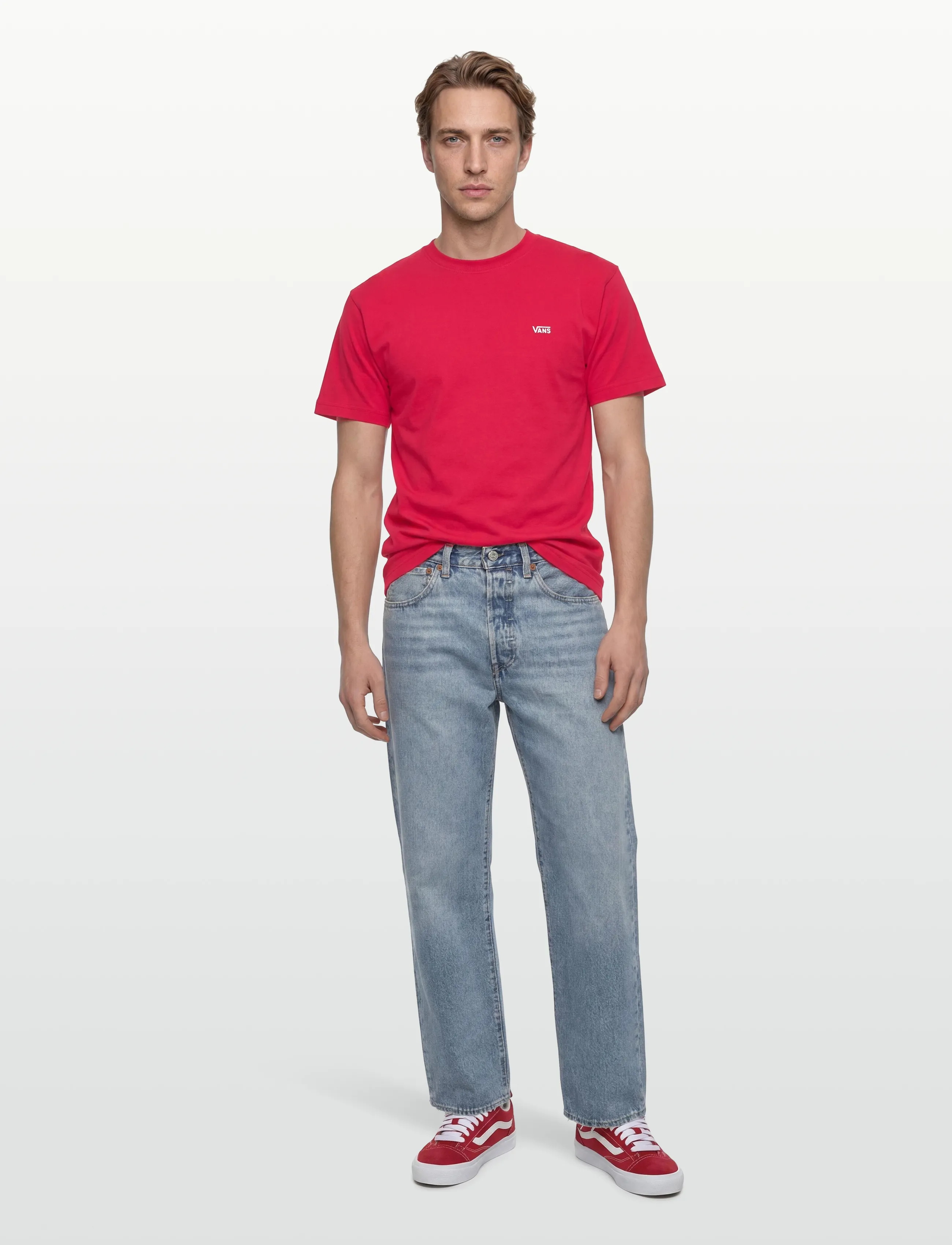 VANS LEFT CHEST SS - T-särgid - CRIMSON HAZE / red